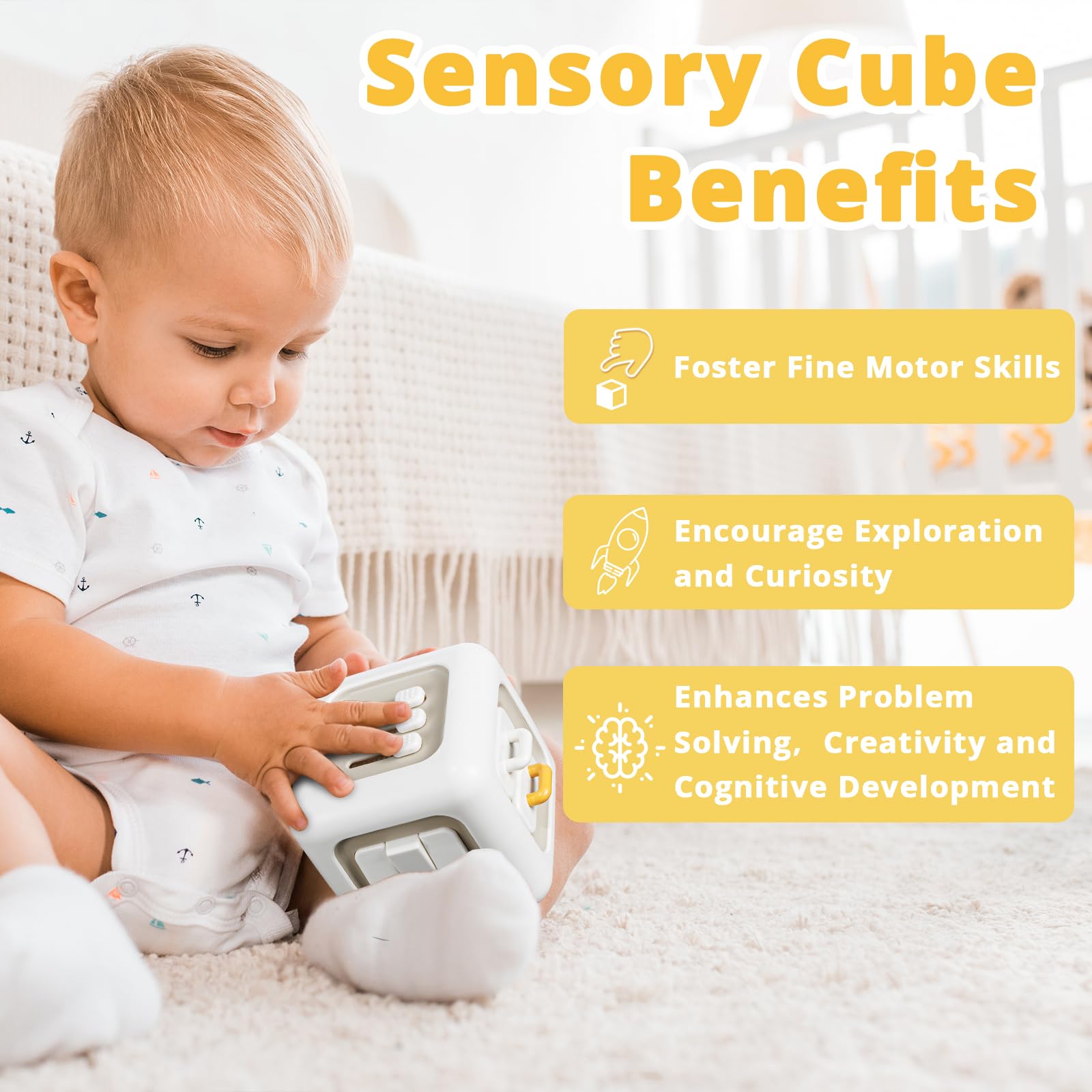 SOCBTNSO Busy Cube Toys for 1 Year Old Boy, Montessori Toys for 1+ Year Old, Travel Sensory Toys for Toddlers 1-3, Learning Fine Motor Skills| 1st Birthday Gifts Boy 9 12 Months +