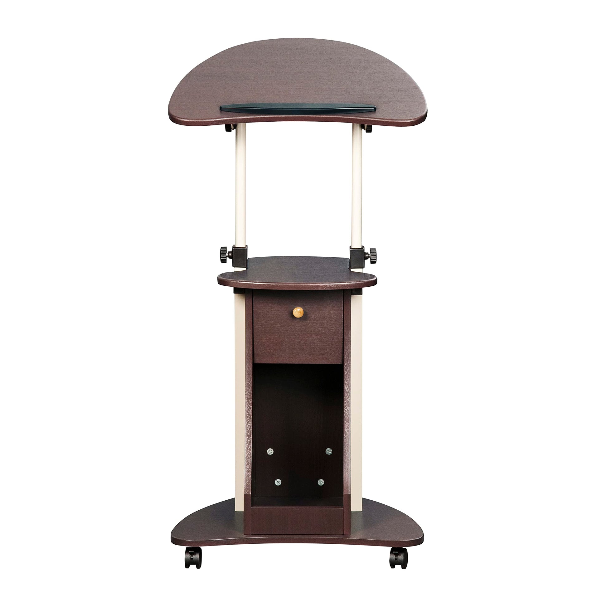 Techni Mobili Sit-to-Stand Rolling Adjustable Storage Medical Laptop Computer Cart, Chocolate, B005
