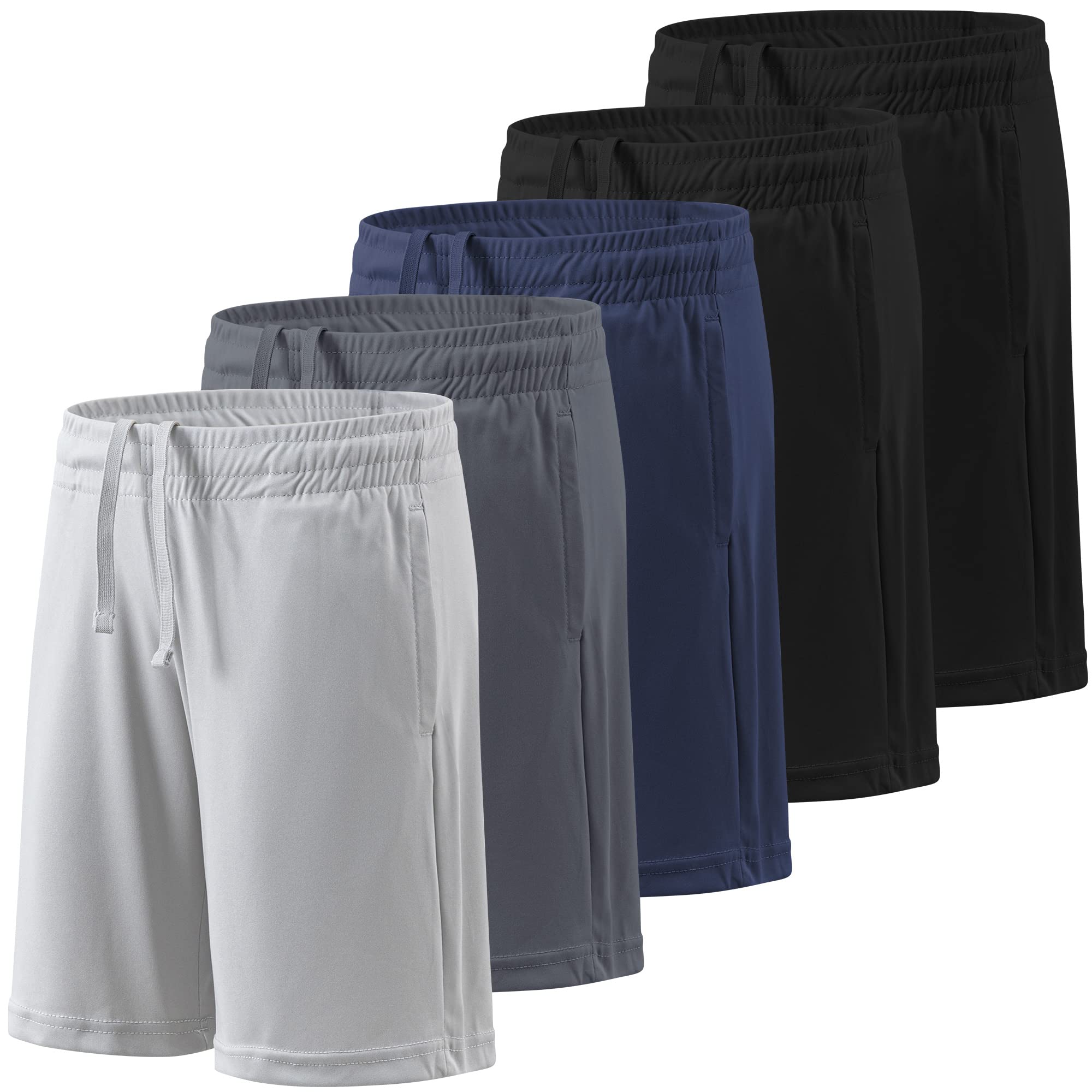 BALENNZ Boy's Athletic Shorts Kids Youth Quick Dry Active Performance Basketball Shorts with Pockets Elastic Waistband Large