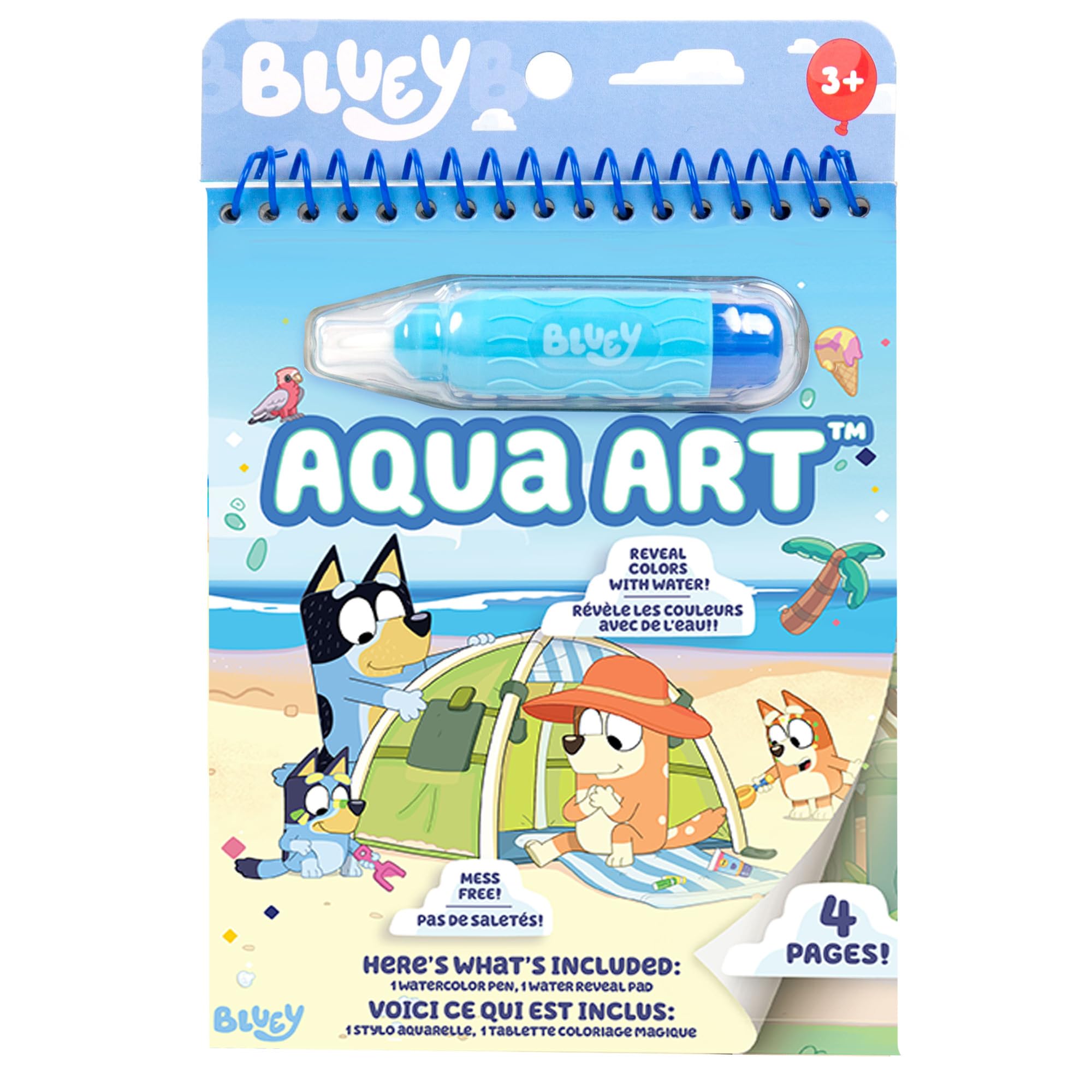 Horizon Group USA Bluey Aqua Art - صفحات أنشطة للكشف عن الماء قابلة لإعادة الاستخدام مع قلم مائي للرسم والتلوين بدون فوضى