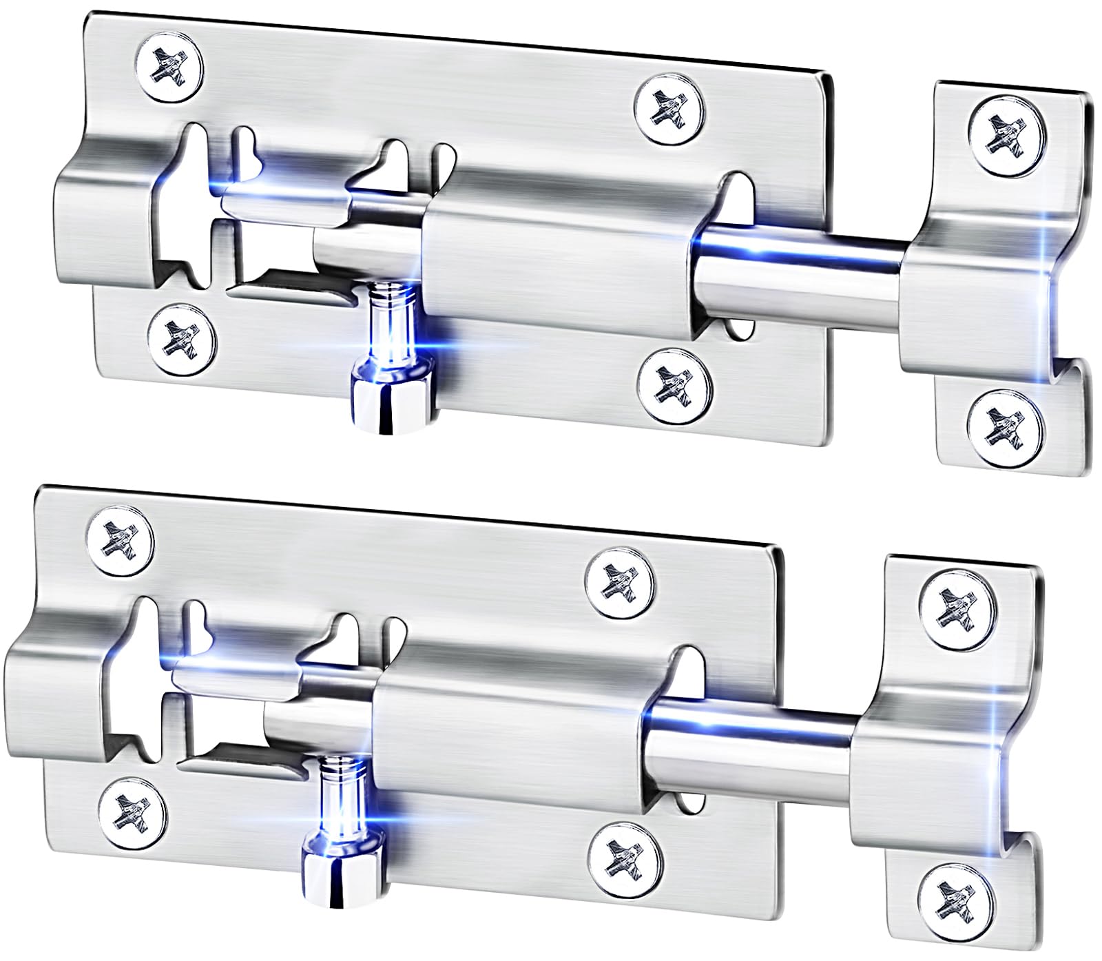 FATLODA 2 Pack Barrel Bolt Latch, 3 Inches Slide Latch Lock, Thickened Stainless Steel Sliding Locks for Door, Brushed Finish Sliding Bolt Lock Latches with 12PCS Screws