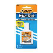 BIC Wite-Out Quick Dry Correction Fluid, 20mL, White, Goes on Easy with A Reduced Dry Time, 1-Count Pack