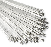 Metal Zip Ties 11.8 inch 100pcs 304 Stainless Steel Zip Ties Heavy Duty Multi-Purpose Self-Locking Cable Ties for Machinery, Vehicles, Exhaust Wrap, Farms, Pipes, Roofs, Cables, and Outdoor Fence