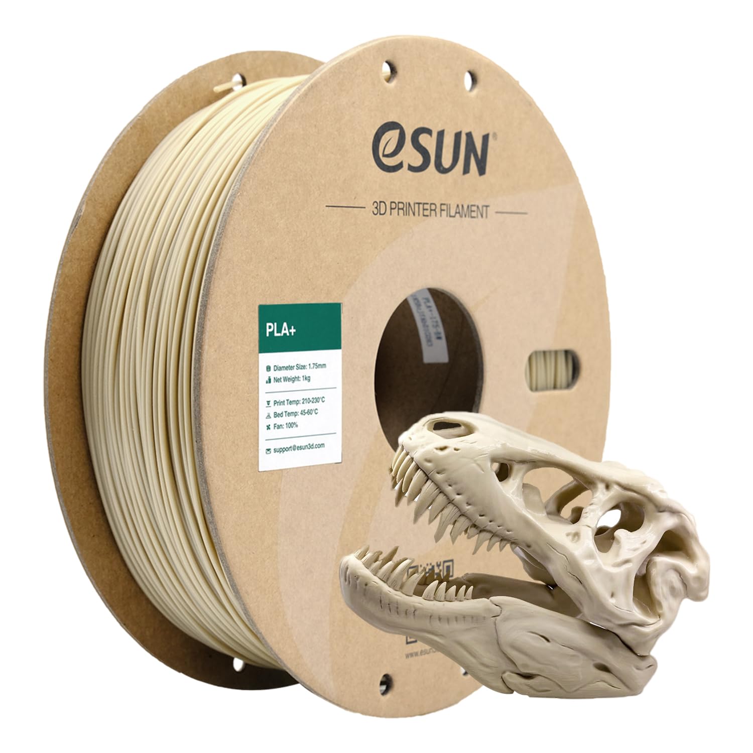 خيوط eSUN PLA+ مقاس 1.75 ملم، خيوط طابعة ثلاثية الأبعاد PLA Plus، دقة الأبعاد +/- 0.03 ملم، بكرة 1 كجم (2.2 رطل) خيوط طباعة ثلاثية الأبعاد للطابعات ثلاثية الأبعاد، أبيض عظمي