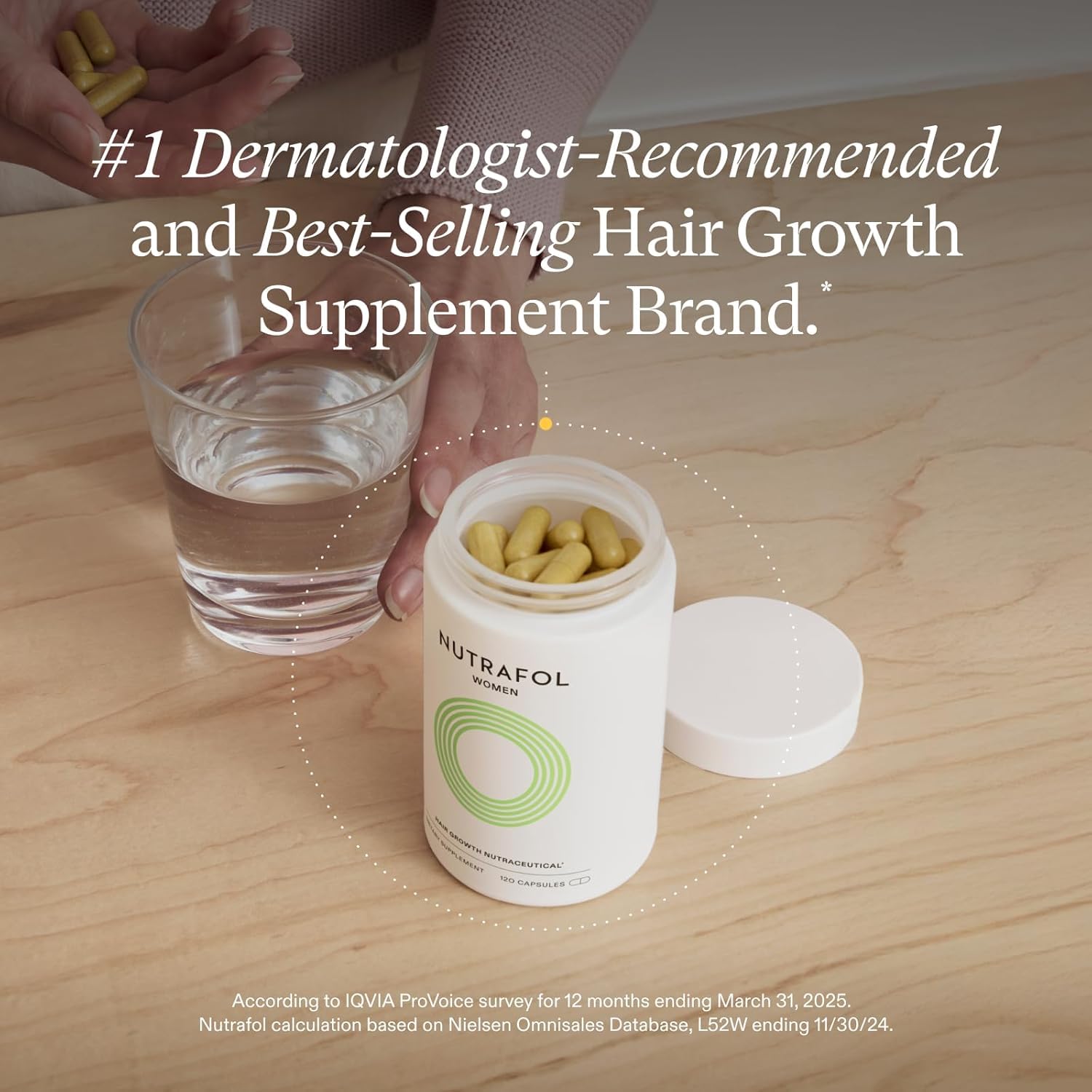 Nutrafol Women's Hair Growth Supplements, Ages 18-44, Clinically Proven for Visibly Thicker and Stronger Hair, Dermatologist Recommended - 1 Month Supply
