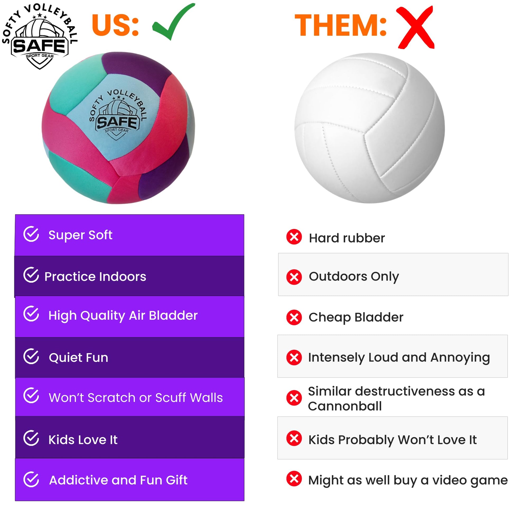 Softy Volleyball - Super Soft Designed for Pain-Free Play - Awesome Kids Indoor Ball with a Realistic Feel and Bounce - Perfect Ball for House (Softy Volleyball Teal)