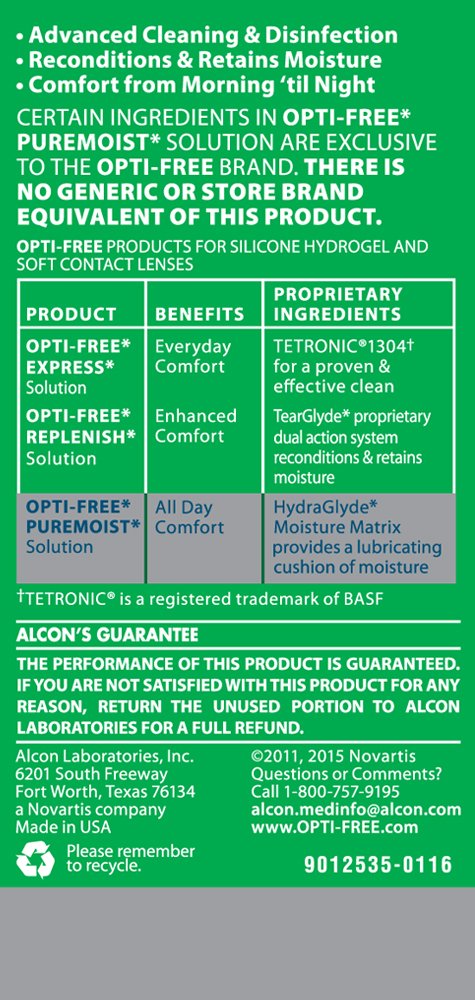 Opti-Free Puremoist Multi-Purpose Contact Lens Cleaning and Disinfecting Solution with Lens Case, 2 Fl Oz (Pack of 1)