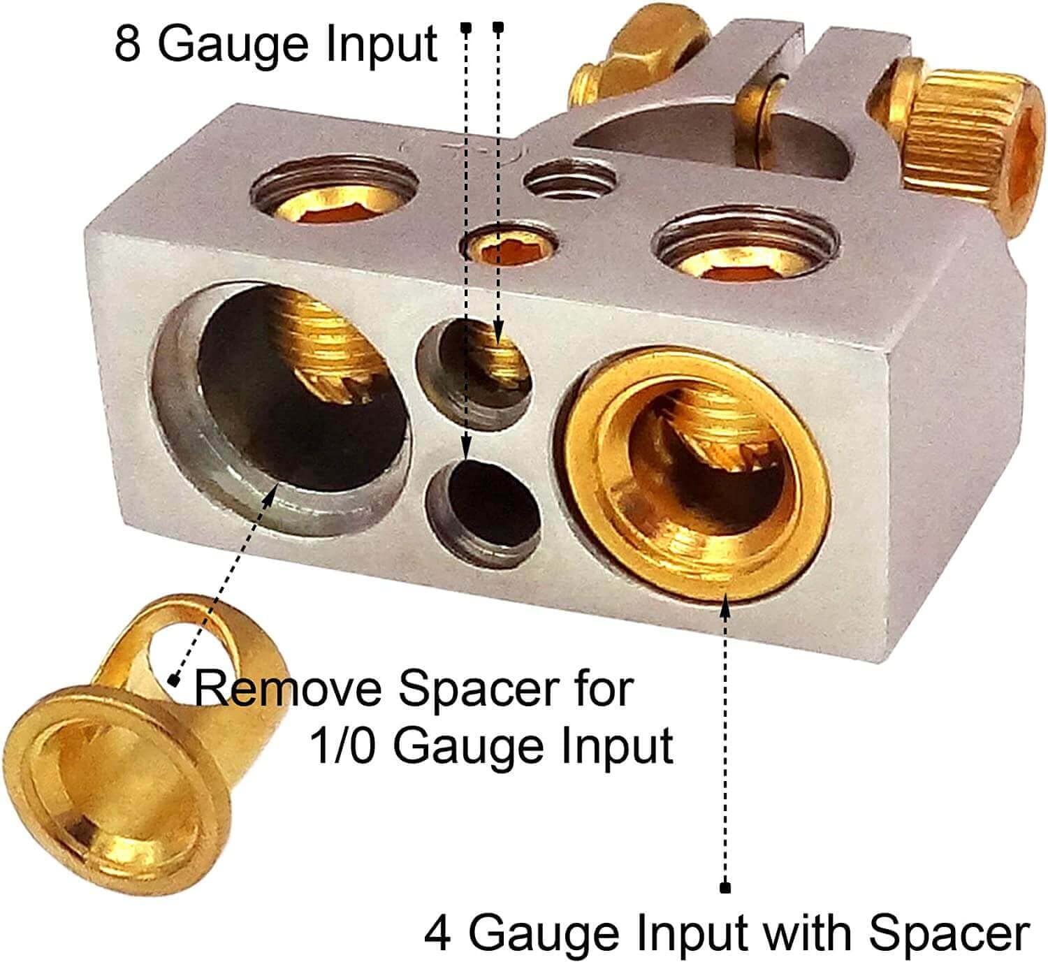 SUNMORN Heavy Duty Car Battery Connectors, 0/2/4/6/8/10 AWG, Top Post Multiple Battery Terminals (Silver)