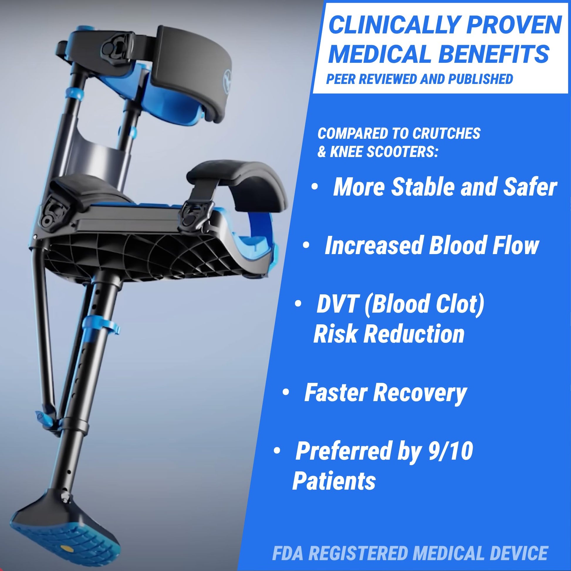 iWALK3.0 – The Original Hands Free Knee Crutch - Alternative to Crutches and Knee Scooters - iWALK Replaces Crutches for Adults - Peg Leg Crutch For Lower Leg Injuries - See All Qualifications for Use