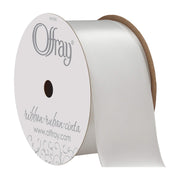 C.R. Gibson Berwick Offray 061183 1.5" Wide Single Face Satin Ribbon, White , 4 Yds