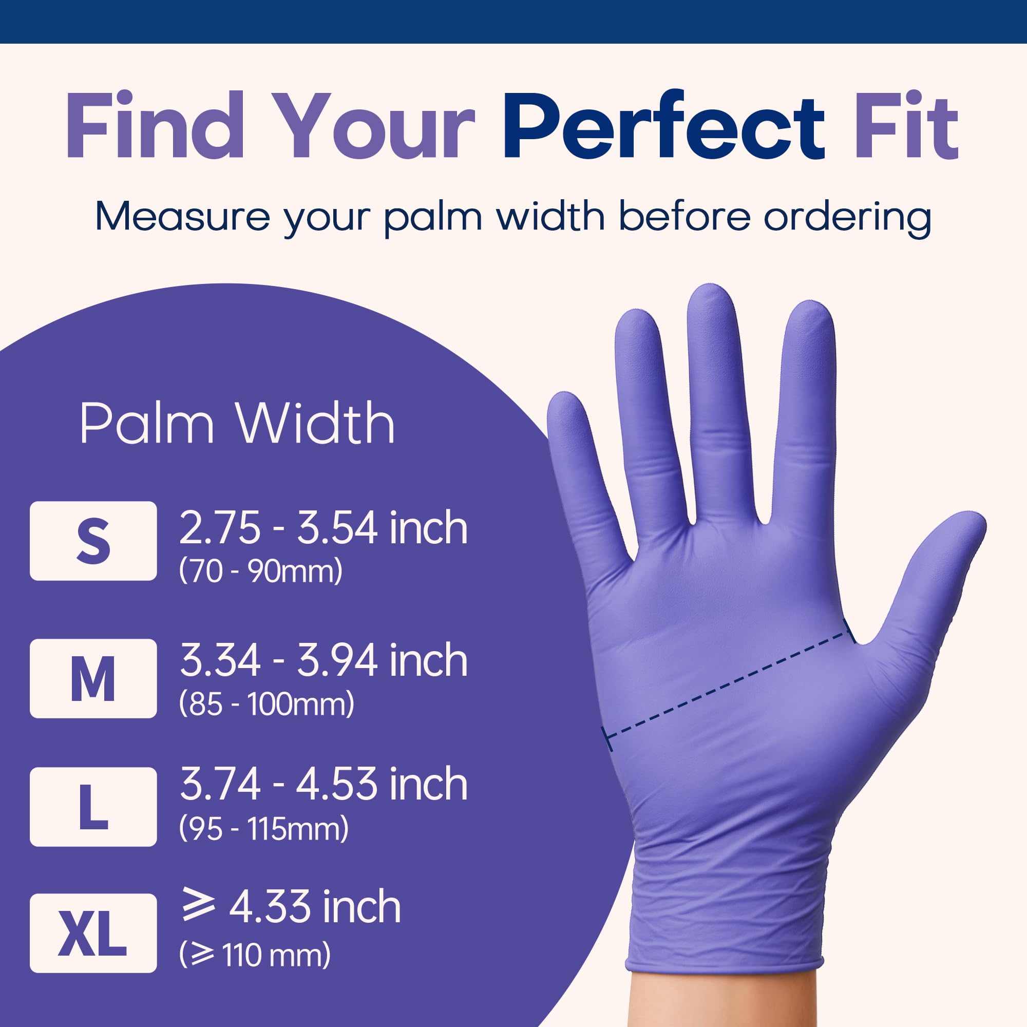 Supmedic Nitrile Exam Gloves, 3.5 Mil Powder-Free Food Safe Cleaning Chemo Rated Disposable Medical Glove, Violet Blue 100 Pcs (Medium)