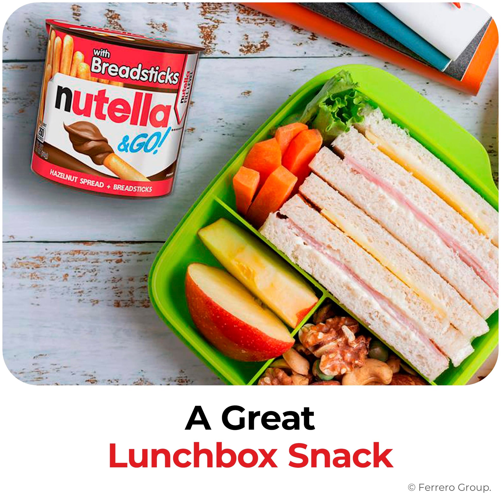 Nutella & GO! Bulk 24 Pack, Hazelnut and Cocoa Spread with Breadsticks, Stocking Stuffers, Snack Cups, 1.8 oz Each​