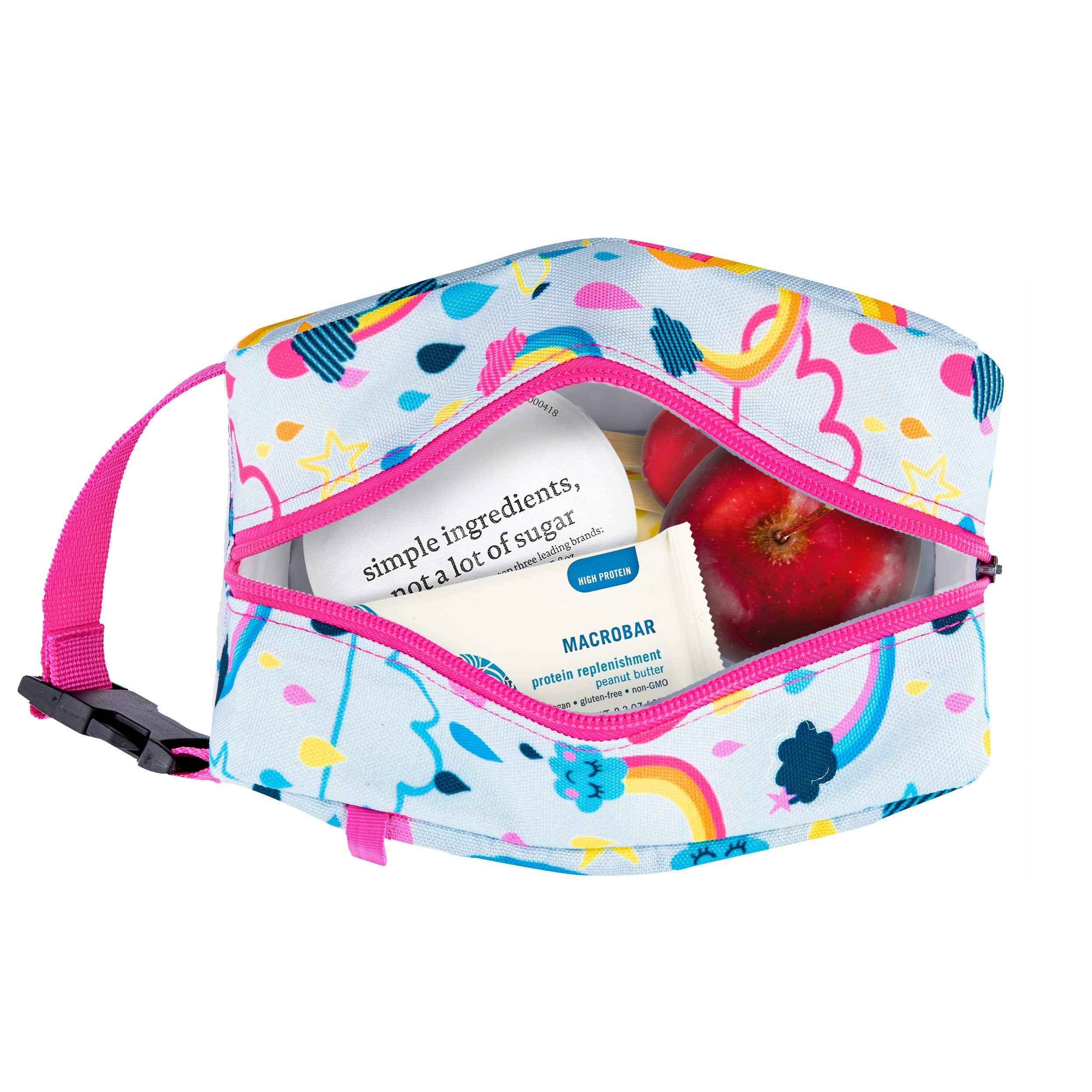PackIt Freezable Snack Box, Rainbow Sky, Built with ECOFREEZE Technology, Collapsible, Reusable, Zip Closure with Buckle Handle, Great for All Ages and Fresh Snacks on the go