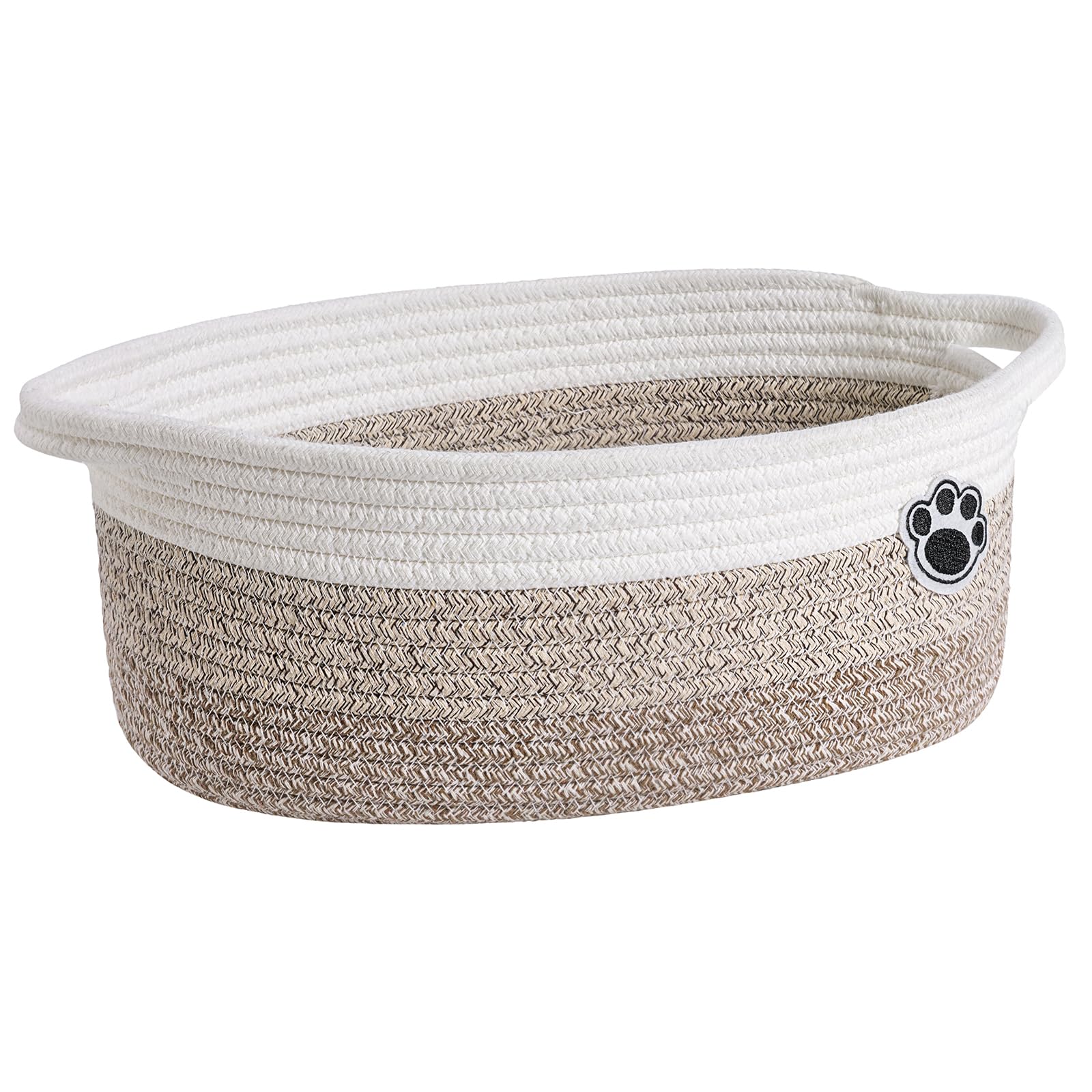 HiChen Hundespielzeugkorb Kleiner Geschenkkorb für Babys, gewebte Aufbewahrungskörbe für Hunde und Katzen, Aufbewahrungskörbe für Windeln und Handtücher, 30,5 x 20,3 x 12,7 cm, Mischbraun