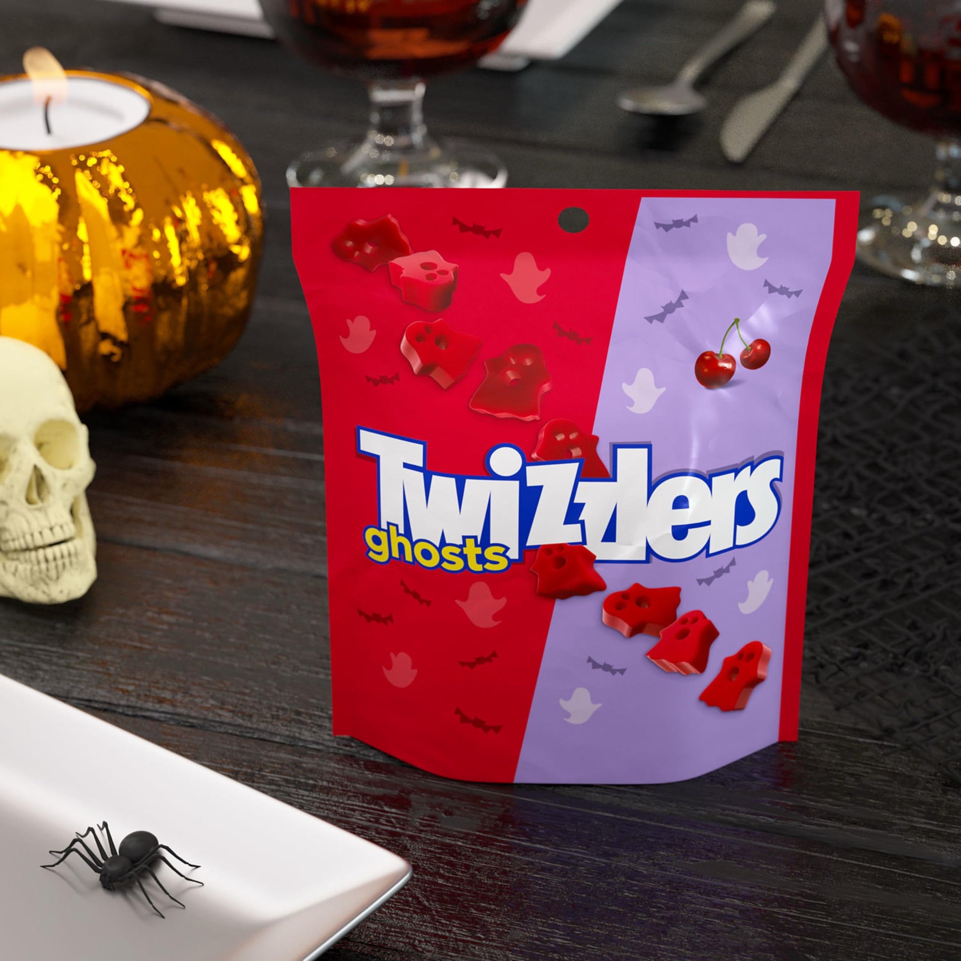 TWIZZLERS Ghosts Cherry Flavored Chewy, Halloween Candy Bag, 7.1 oz