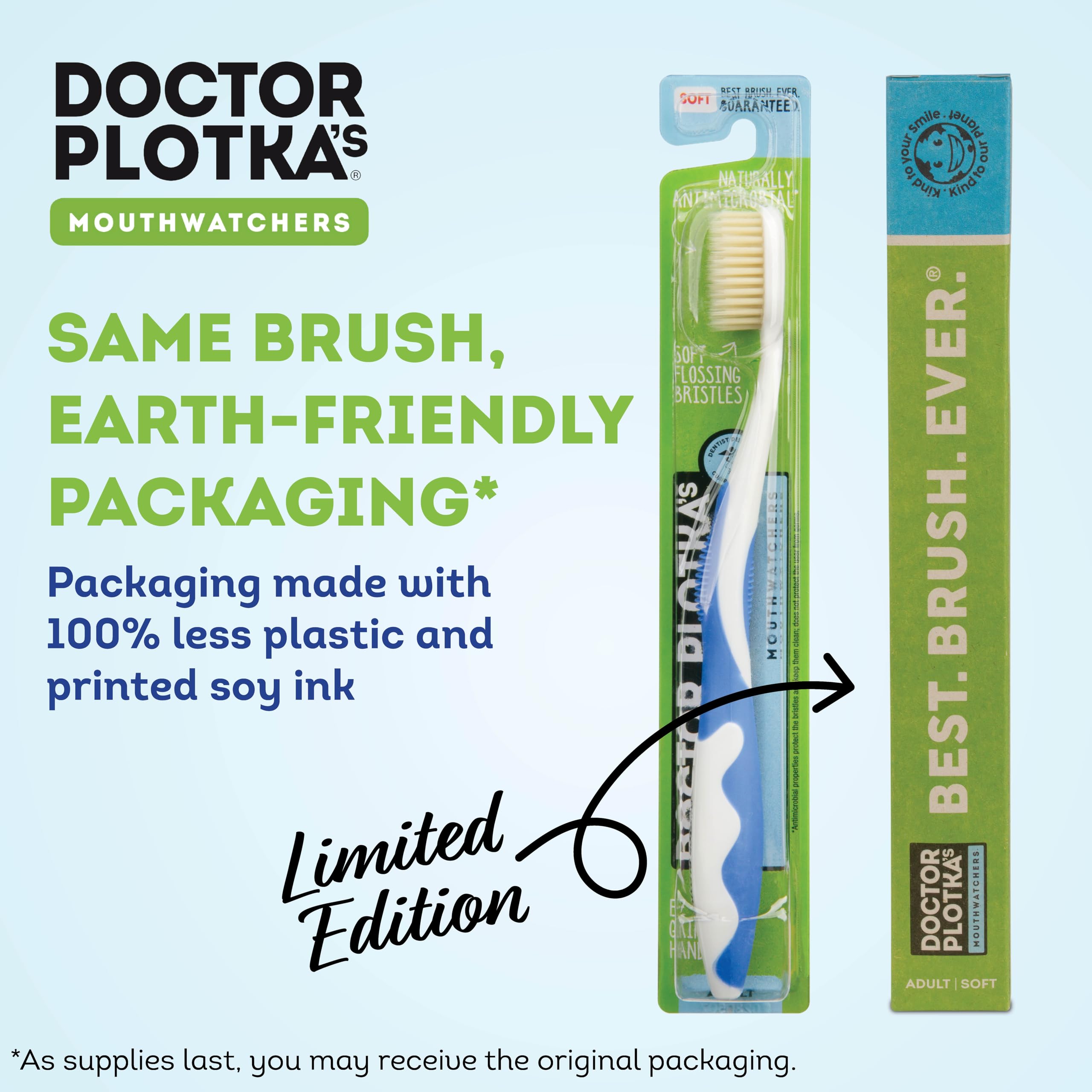 MOUTHWATCHERS Dr Plotkas Soft Bristle Flossing Toothbrush Manual Soft Toothbrush for Adults, Ultra Clean, Good for Sensitive Teeth and Gums, Variety 4 Pack, Colors May Vary