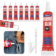 Fabric Glue Permanent (10 ML x 8), Fabric Glue for Clothing Permanent Washable for Rhinestones, Patches, Clothes, Denim, Leather, Polyester, Fabrics, Doll Repair, Flannel, Cotton & More