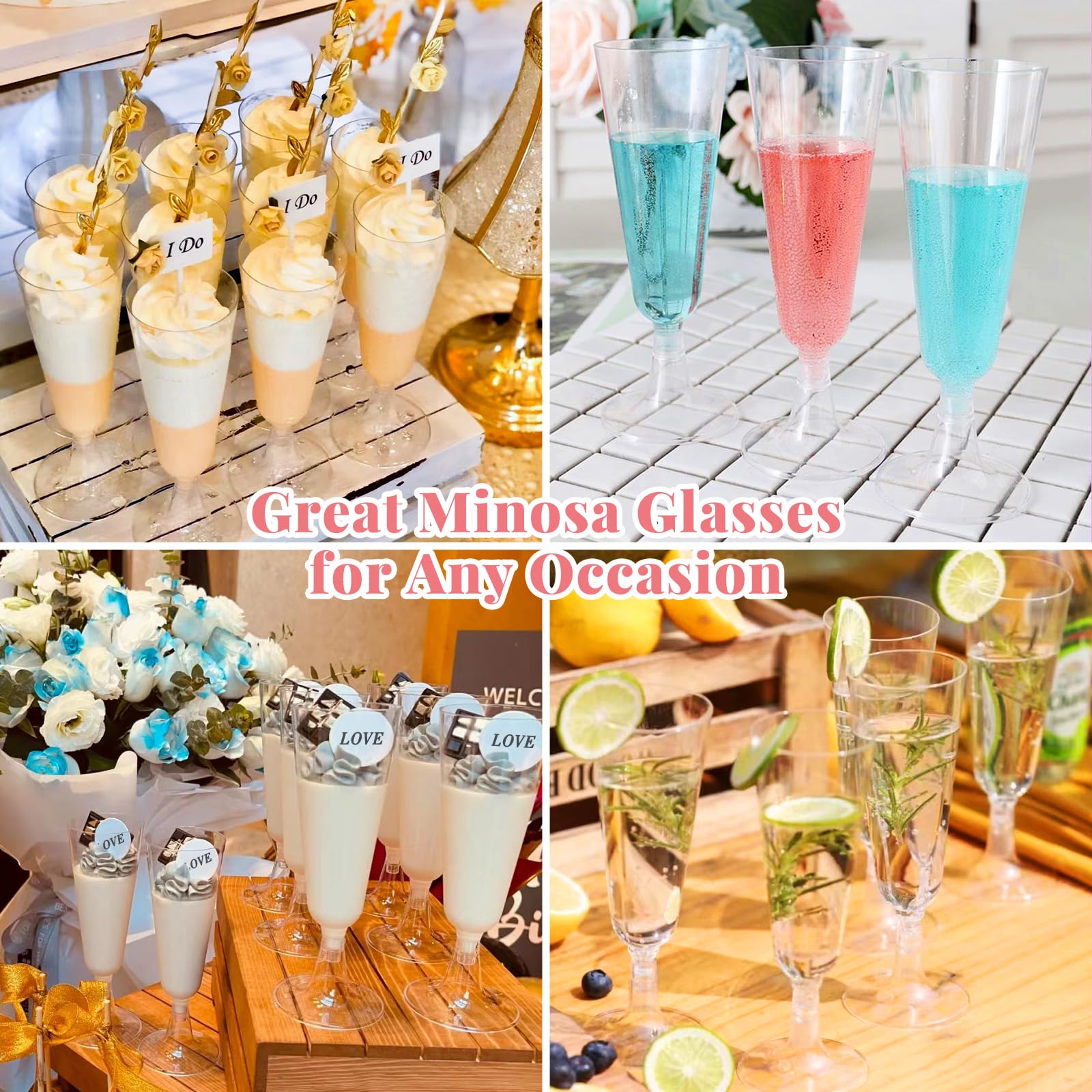 SUREHOME Plastic Champagne Flutes 40 Pack Disposable Champagne Glasses 5 Oz Clear Plastic Mimosa Glasses Wedding Cocktail Cups Bulk for Engagement Birthday Graduation Decorations 2025 Party Supplies