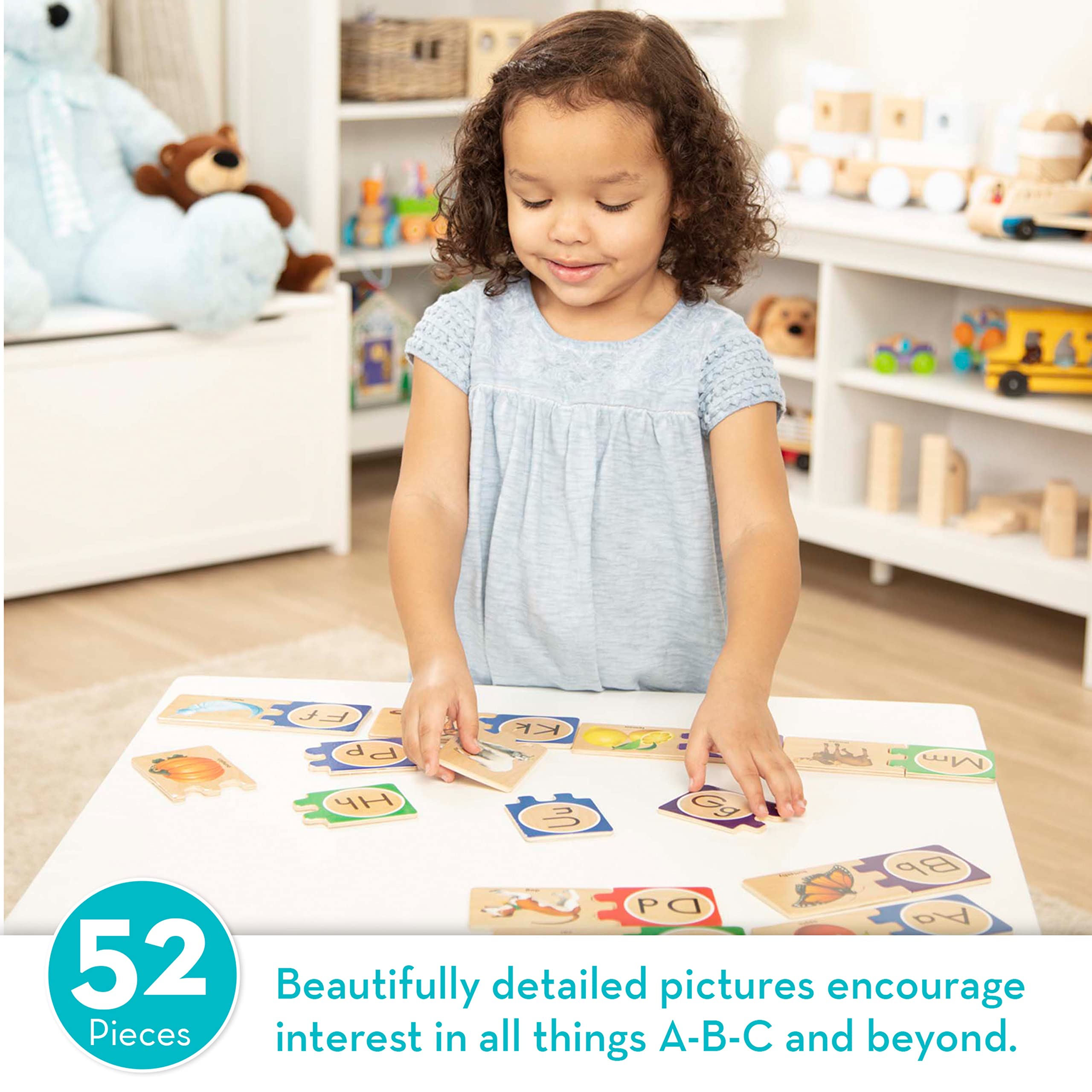 Melissa & Doug Self-Correcting Alphabet Wooden Puzzles with Storage Box (52 pcs) ABC Puzzles, Wooden Alphabet Puzzle for Kids Ages 4+