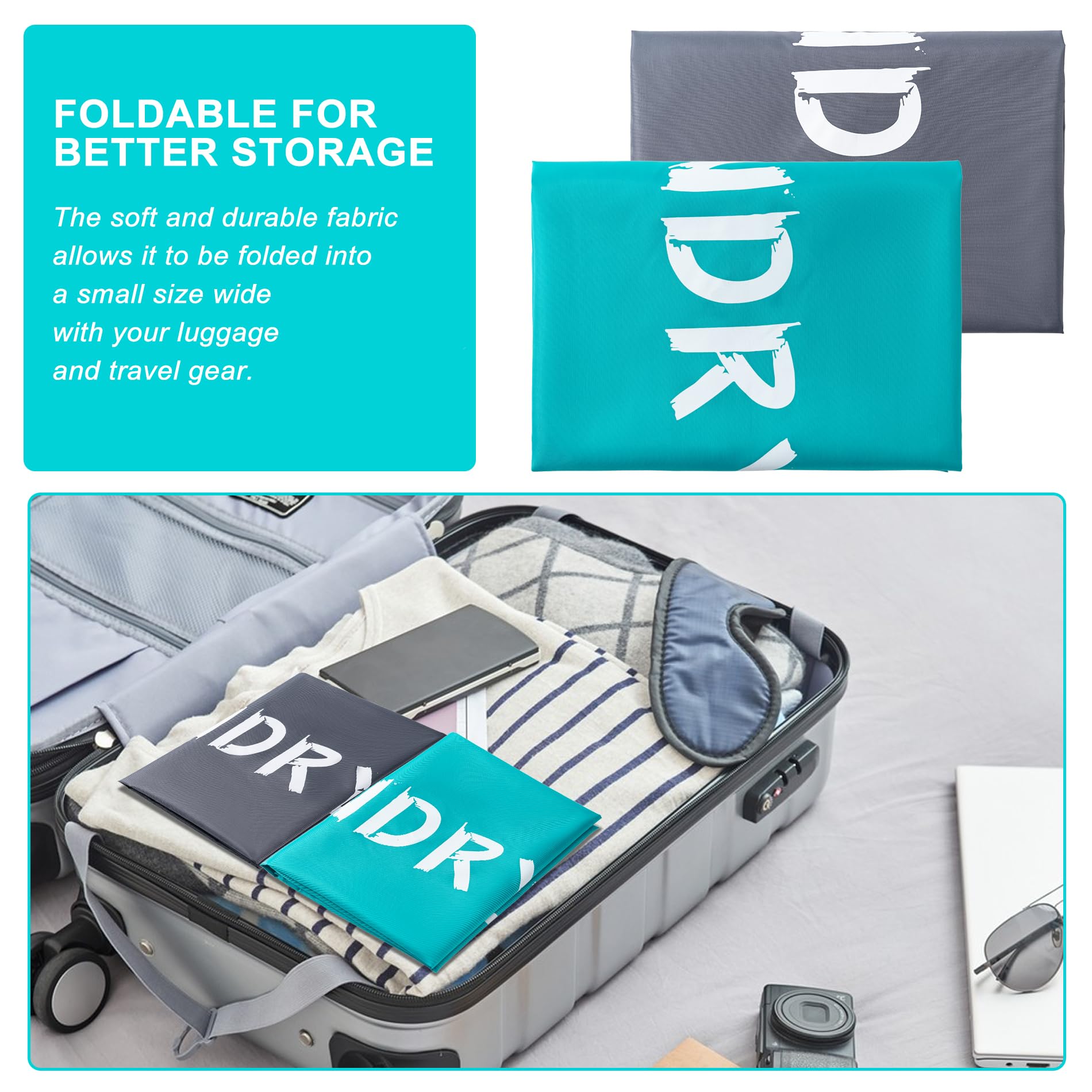 2 Pack XL Travel Laundry Bag, Machine Washable Dirty Clothes Organizer with Drawstring,Large Enough to Hold 4 Loads of Laundry, Easy Fit a Laundry Hamper or Basket Travel Essentials 24" x 36"