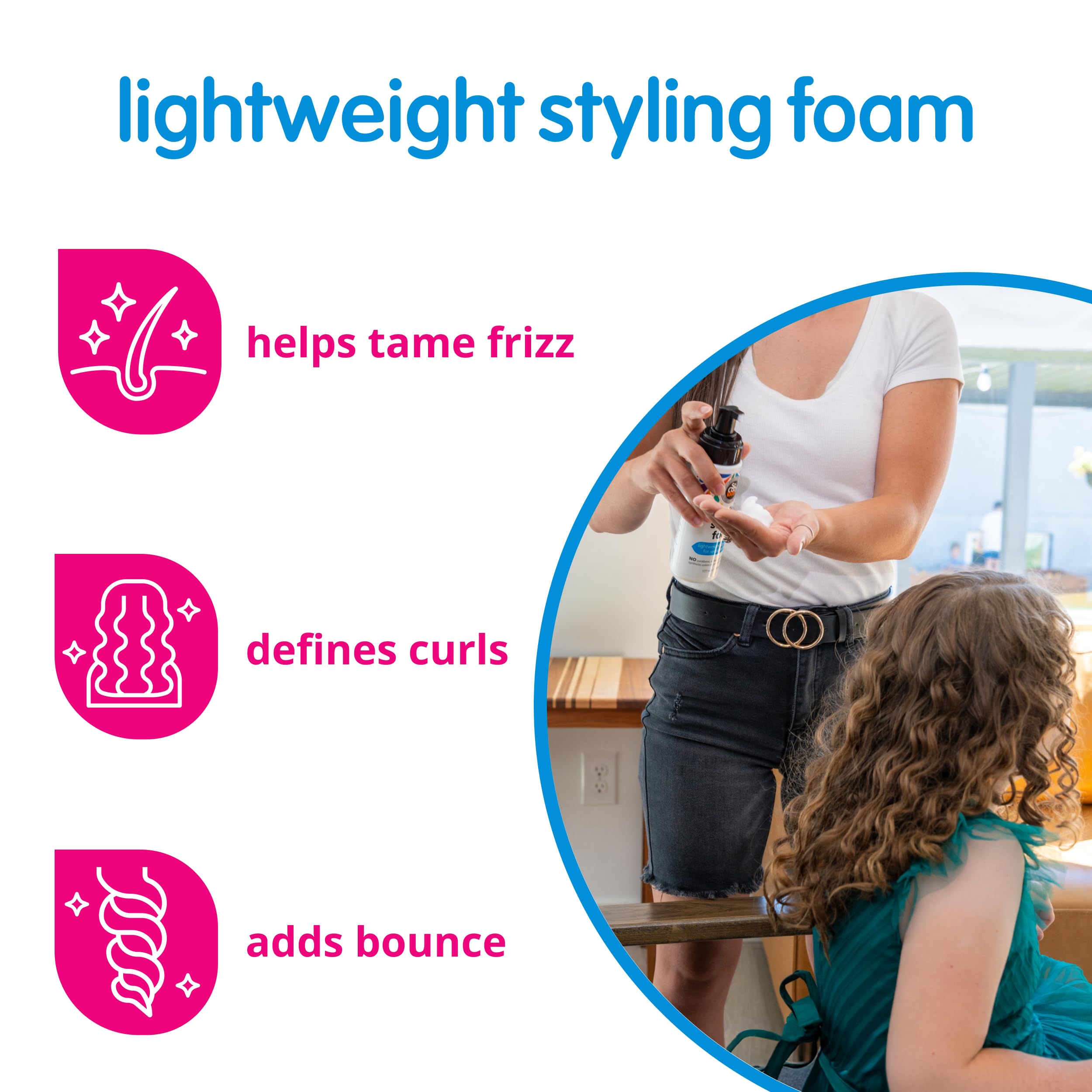 So Cozy Kids Sensitive Styling Foam - Sensitive Foam For Kids w/Straight or Curly Hair - Gentle Natural Hold Styler, Rosemary (6 fl oz)