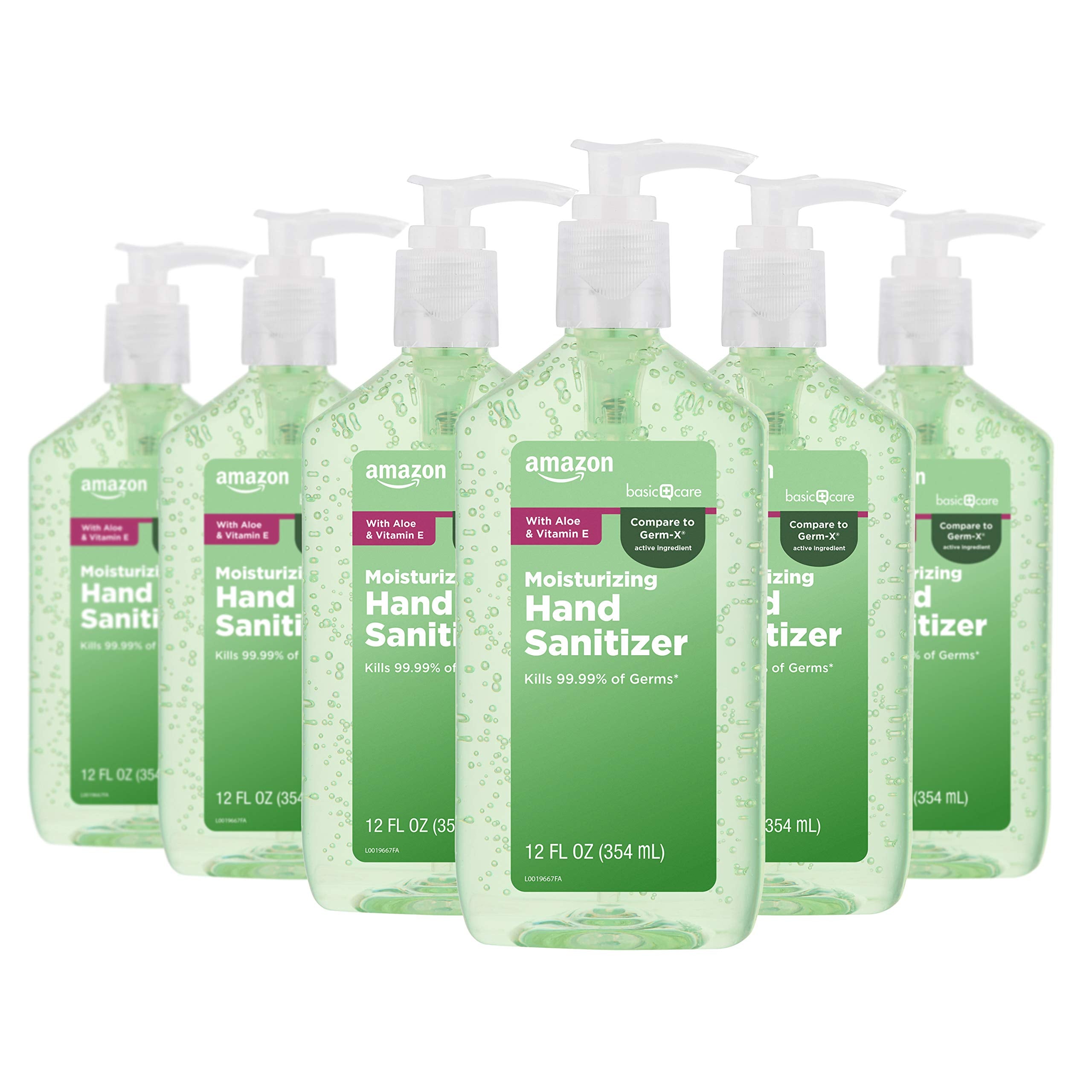 Basic Care - Aloe Vera Hand Sanitizer 62%, 12 fl oz (Pack of 6)