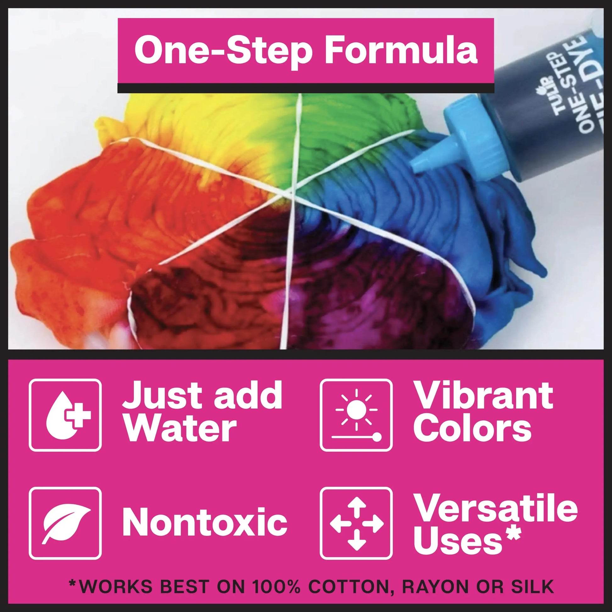 Tulip One-Step Tie-Dye Party, 18 Pre-Filled Bottles, Creative Group Activity, All-in-1 Fashion Design Kit, 1 Pack, Rainbow