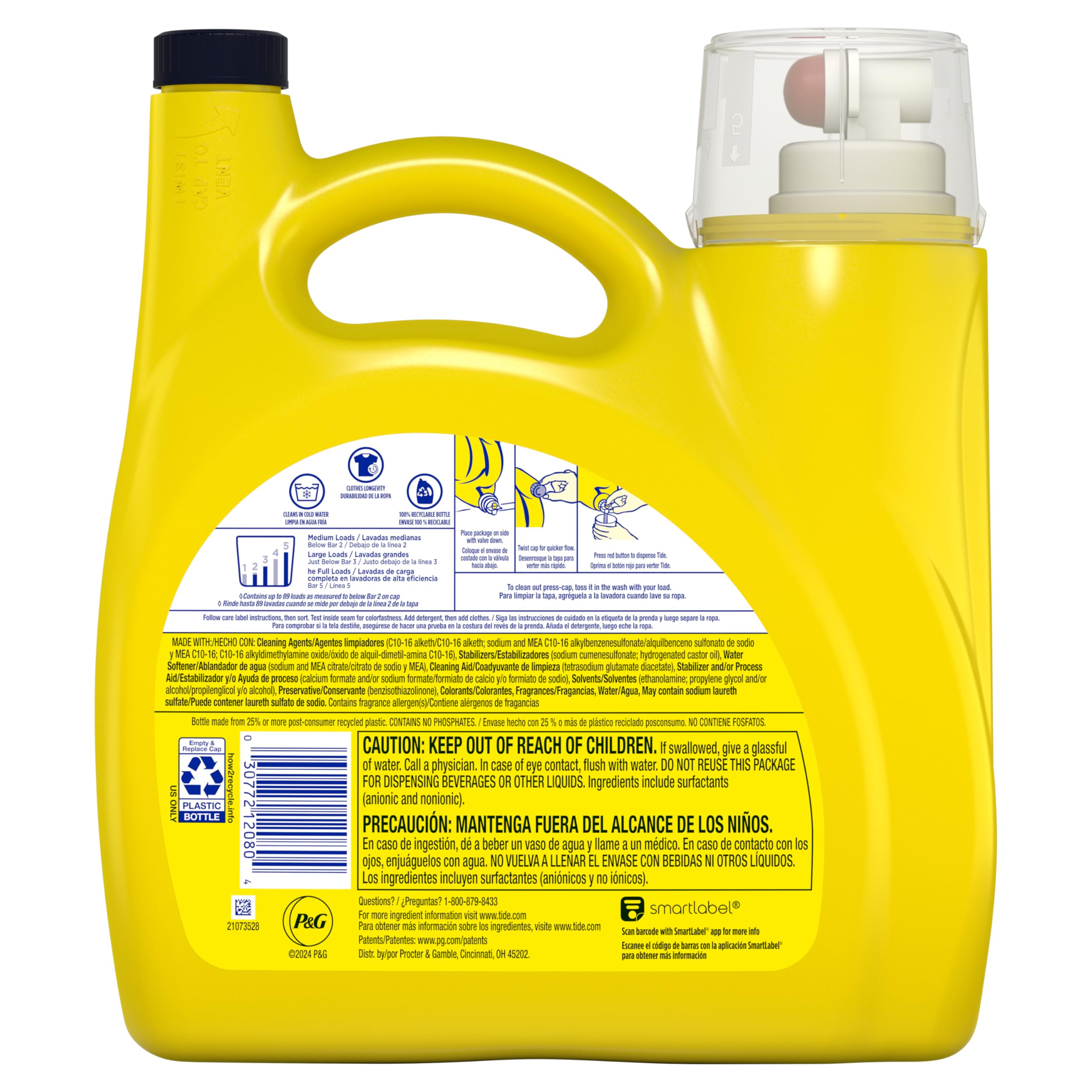 Tide Simply Clean & Fresh Liquid Laundry Detergent, Berry Blossom Scent, 89 loads, 117 fl oz (Packaging May vary)