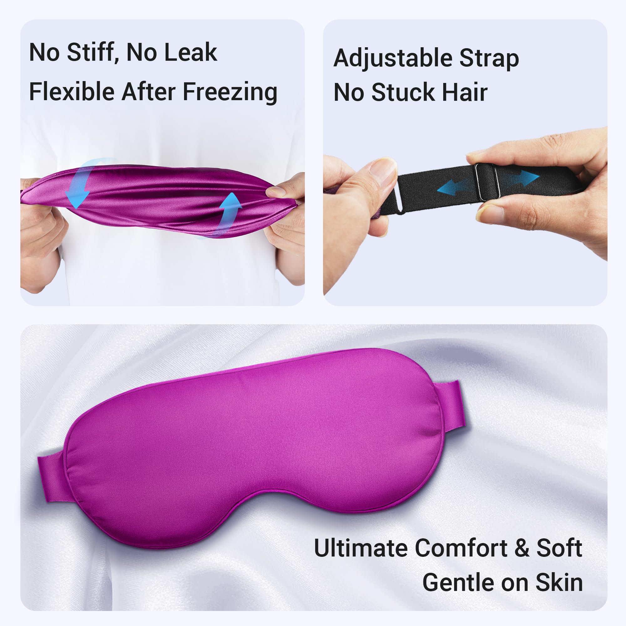 Cooling Eye Mask for Puffy Eyes: Cold Compress for Migraines Headache After Surgery and Puffiness, Relaxation Gifts for Women, Gel Sleep Mask for Dark Circles, Reusable Face Ice Pack(Purple)