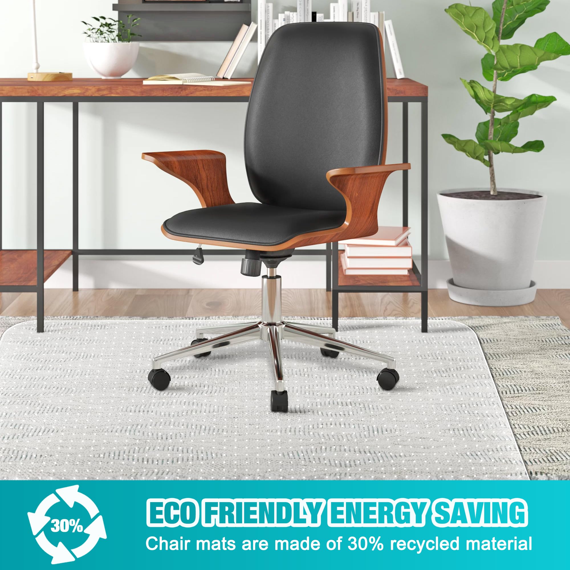 LeapYouth Office Chair Mat for Carpets, Clear Desk Floor Mat for Low, Flat and No Pile Carpeted Floors, Thick and Sturdy Carpet Protector for Desk Chair (48'' X 36'' Rectangle)