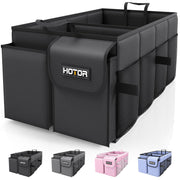 HOTOR Trunk Organizer - Car Organizer, Foldable Trunk organizer for SUVs & Sedans, Sturdy Car Organization for Car Accessories, Tools, Sundries, Black, 2 Compartments, 21.3"x12.6"x10.6"