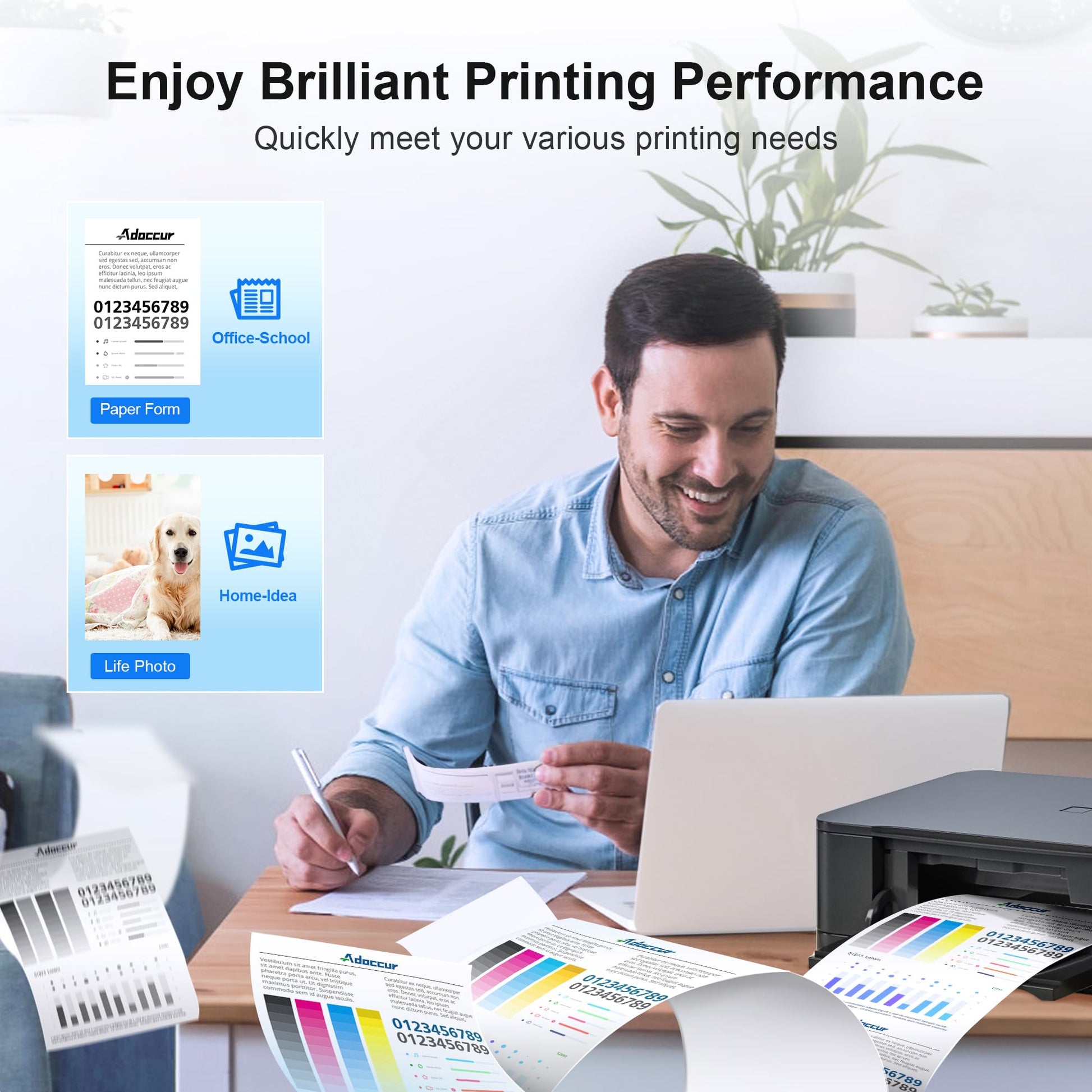 Adoccur 61XL Ink Cartridge Replacement for HP Ink 61 for HP 61 Ink Works with HP Envy 4500 5530 5534 4502 Deskjet 1000 1010 2540 3000 3510 Officejet 4630 4635 Printer (2 Pack)