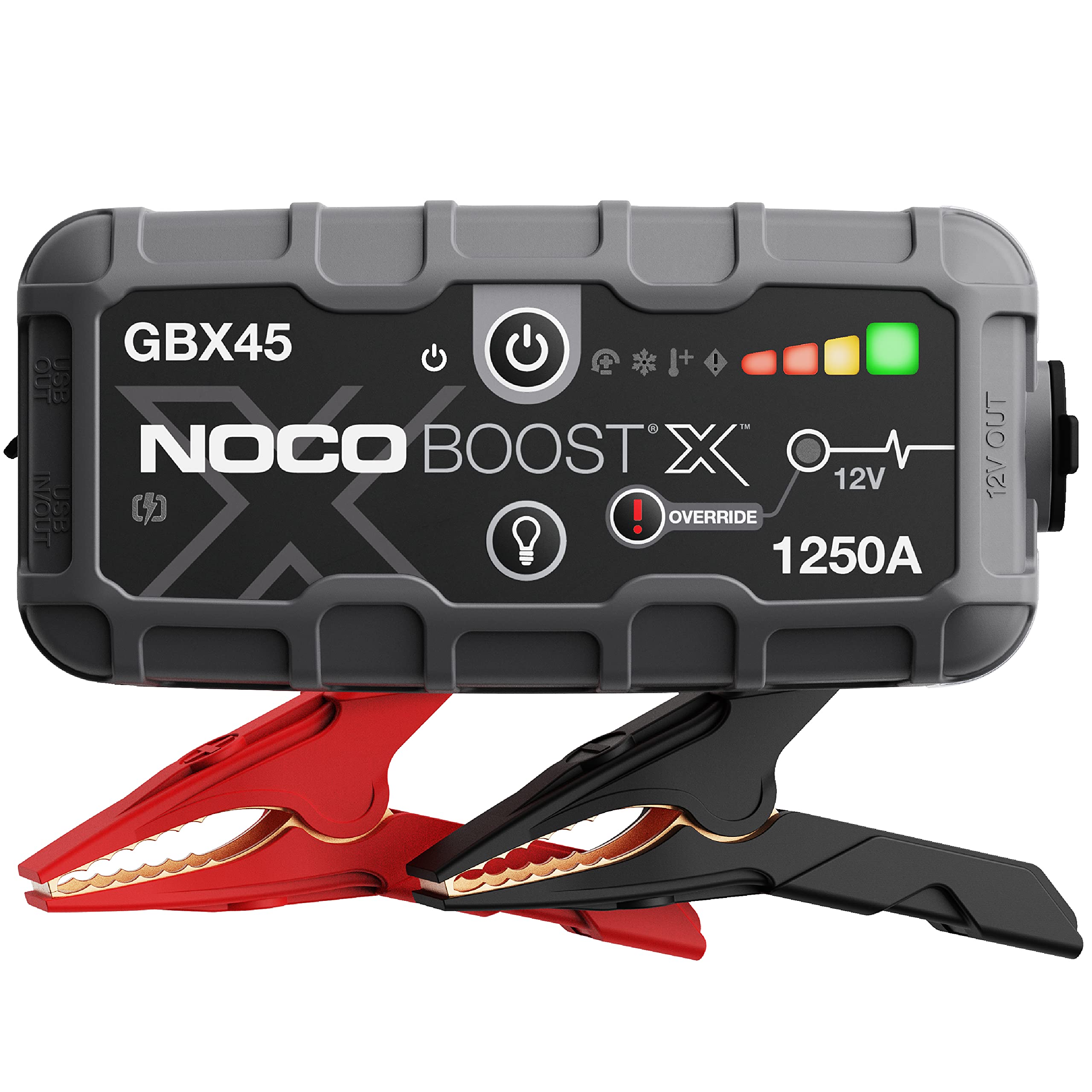 NOCO Boost X GBX45: جهاز تشغيل فائق الأمان 1250 أمبير - حزمة بطارية ليثيوم 12 فولت معززة، صندوق تشغيل محمول، بنك طاقة وكابلات توصيل - لمحركات البنزين 6.5 لتر والديزل 4.0 لتر