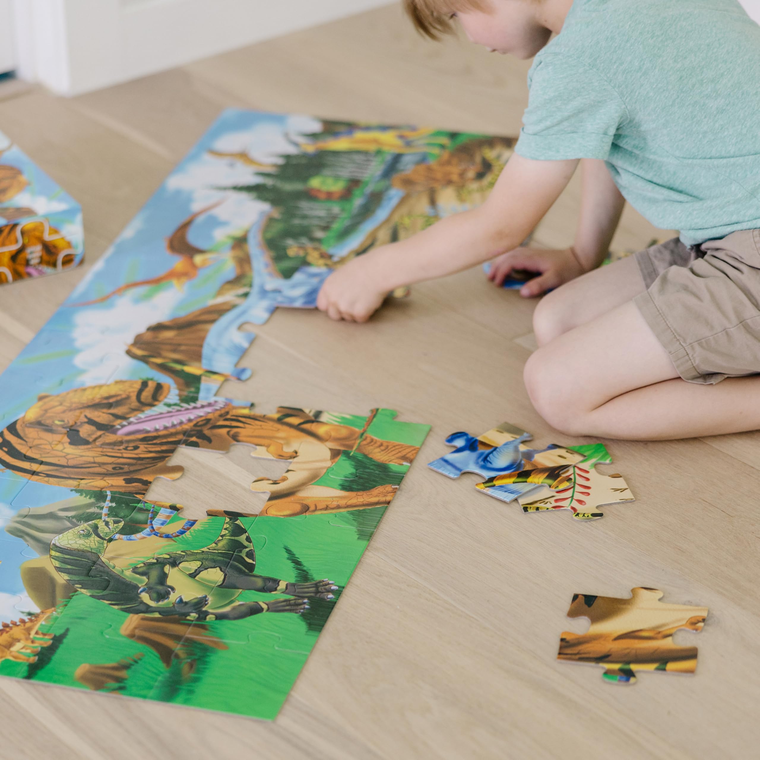 Melissa & Doug Land of Dinosaurs Floor Puzzle (48 pcs, 4 feet long) - FSC Certified