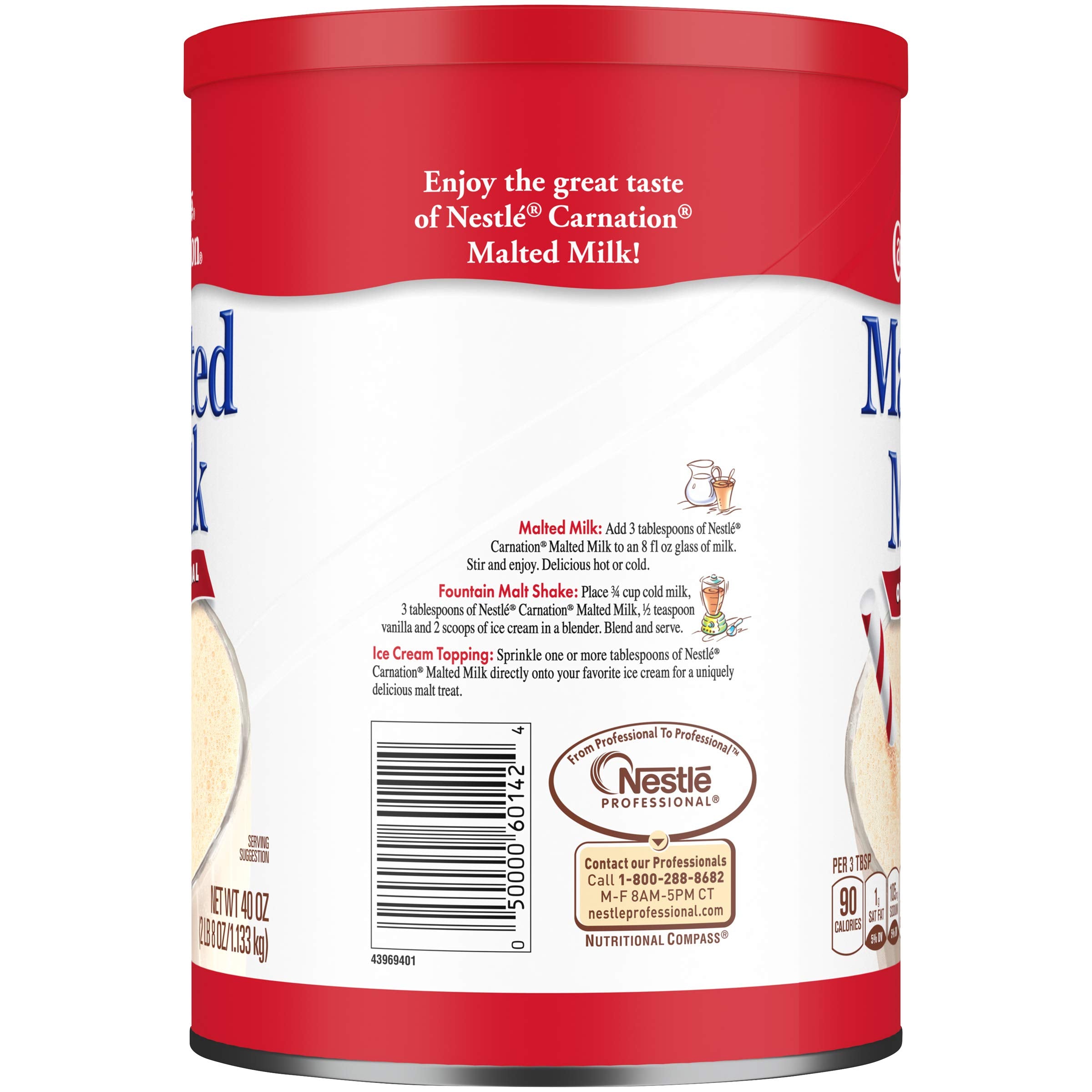 Carnation Malted Milk, Dry Shelf Stable Malted Milk, Great for Baking, Shakes, Sundaes, 40 oz Can