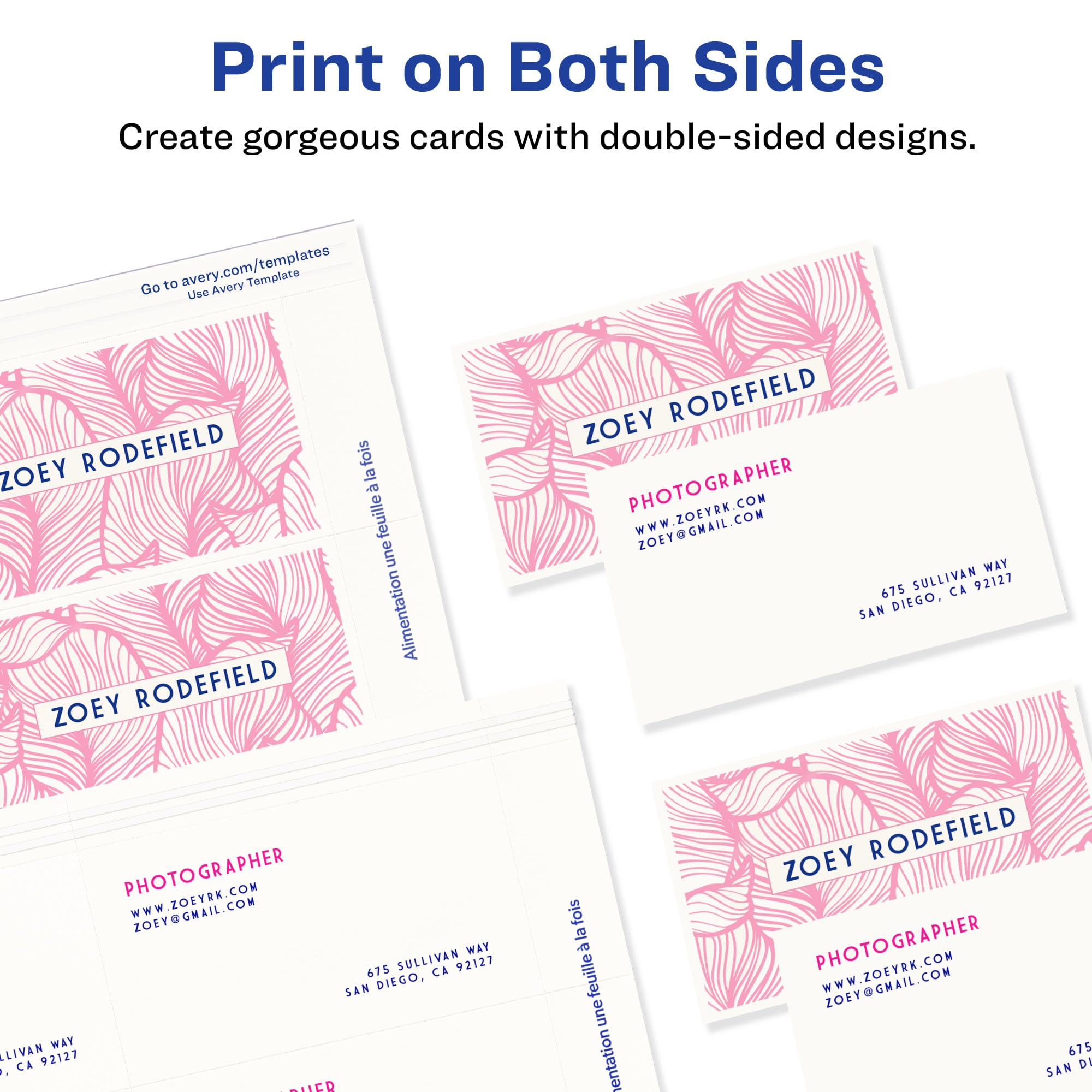 Avery Clean Edge Printable Business Cards with Sure Feed Technology, 2" x 3.5", White, 90 Blank Cards for Inkjet Printers (28878)
