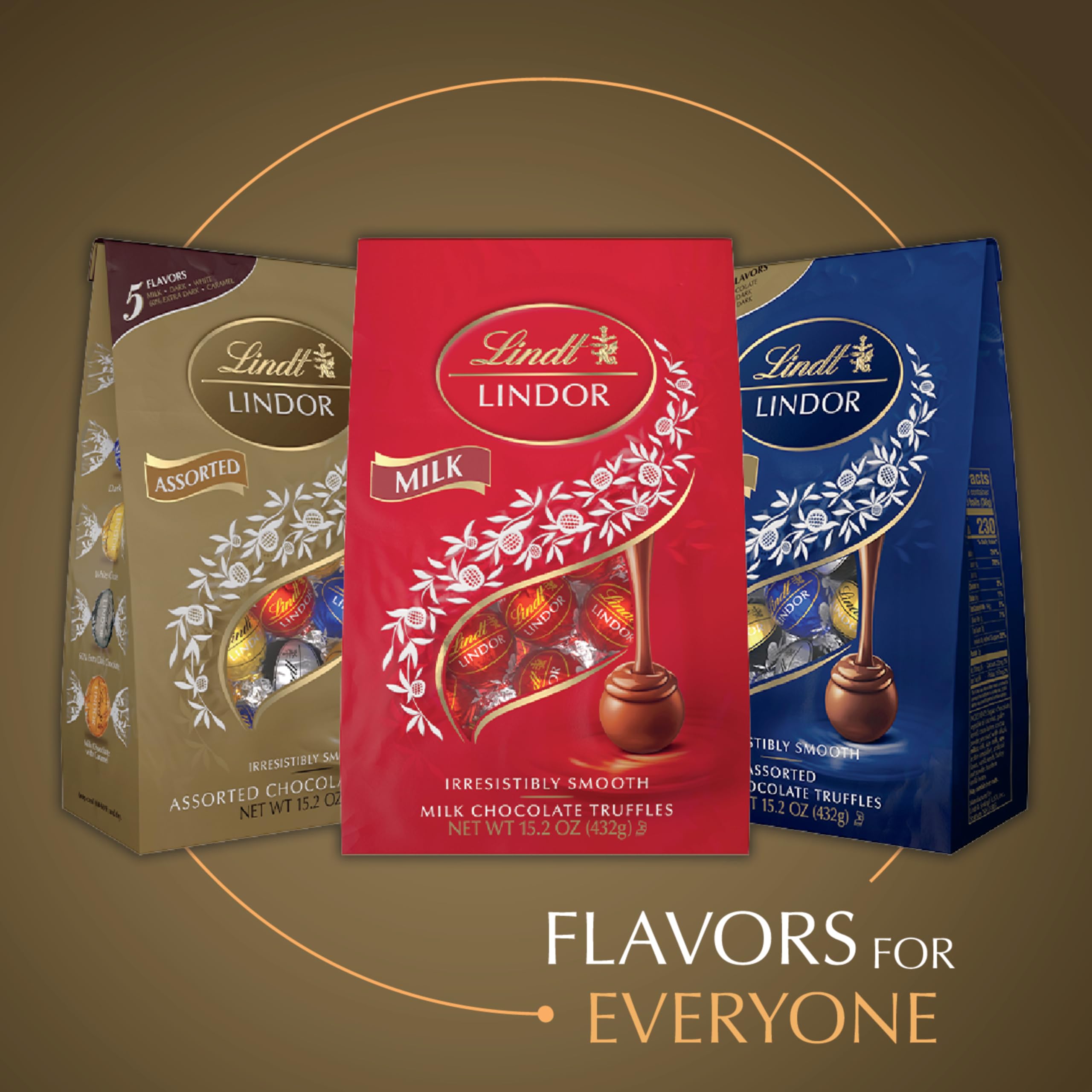 Lindt LINDOR Assorted Chocolate Candy Truffles, Halloween Candy Variety Pack, 15.2 oz. Bag