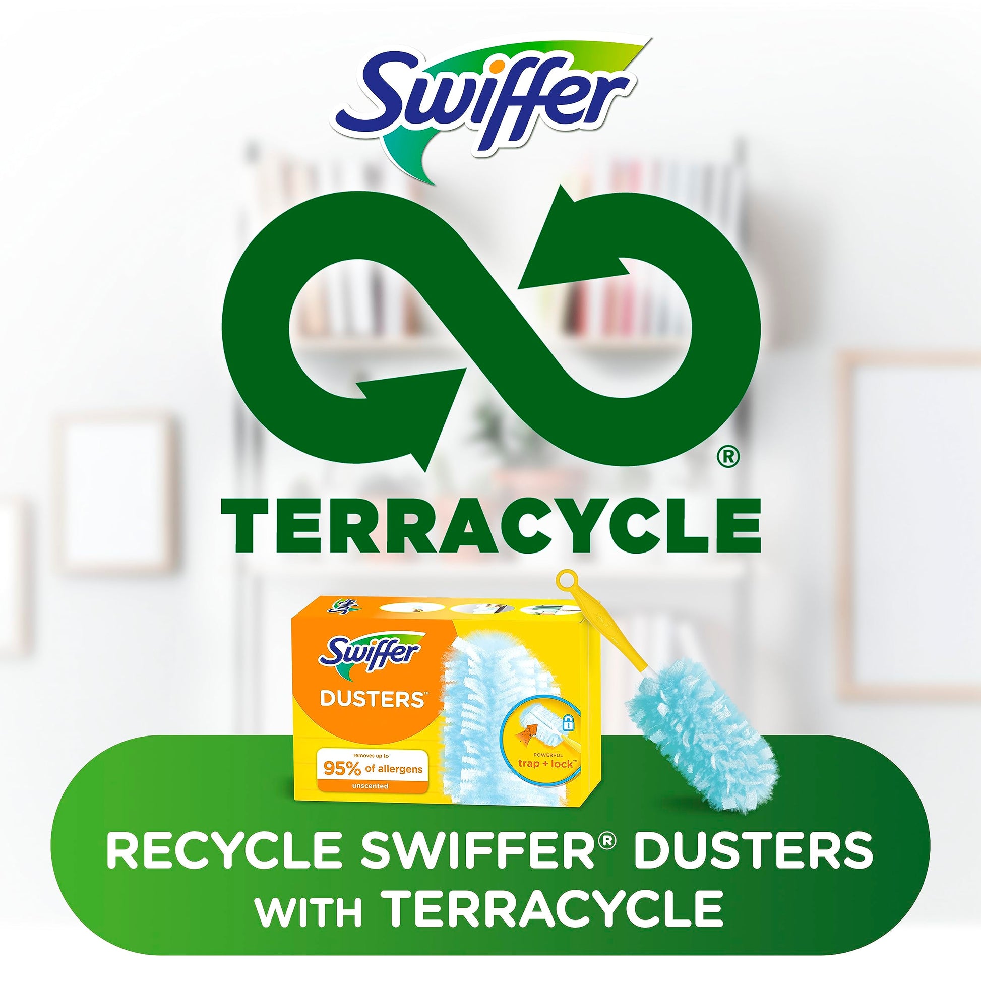 Swiffer Dusters Refill for Cleaning, Made by SWIFFER, Feather & Microfiber Duster Disposable Alternative, for Dusting Furniture, Blinds, Ceiling Fans, Walls, Helps Remove Allergens, Unscented, 18ct​