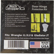 Rock Stopperz Door Hinge Protection Kit - Compatible with Jeep Wrangler JL/JLU/Gladiator - 2 or 4 Door (2019 - Current. Coverage for 5 Doors Total)