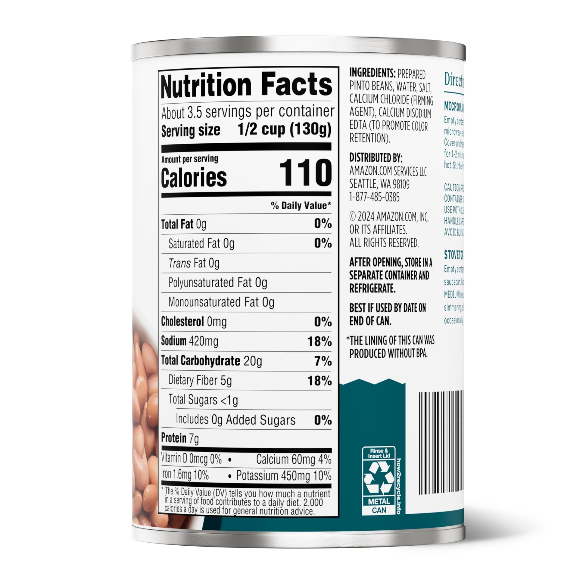 Amazon Grocery, Canned Pinto Beans, 15.5 Oz (Previously Amazon Fresh, Packaging May Vary)
