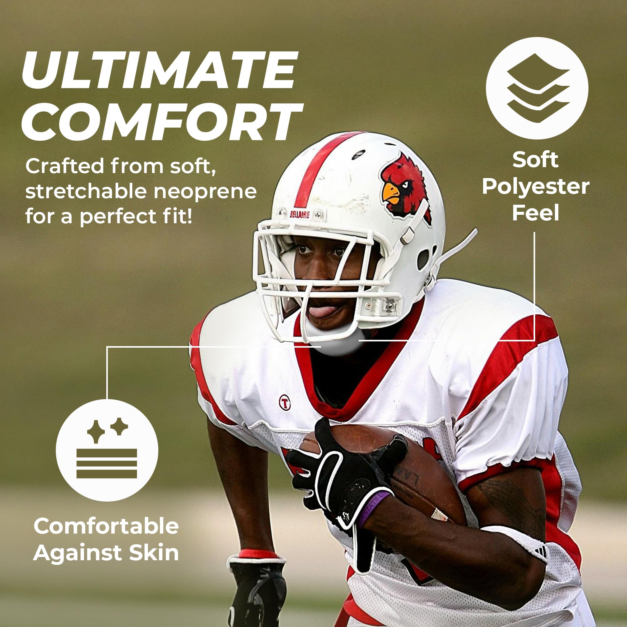 Unique Sports Football Chin Strap Pads, 2 Pack - Black and White, One Size Fits All