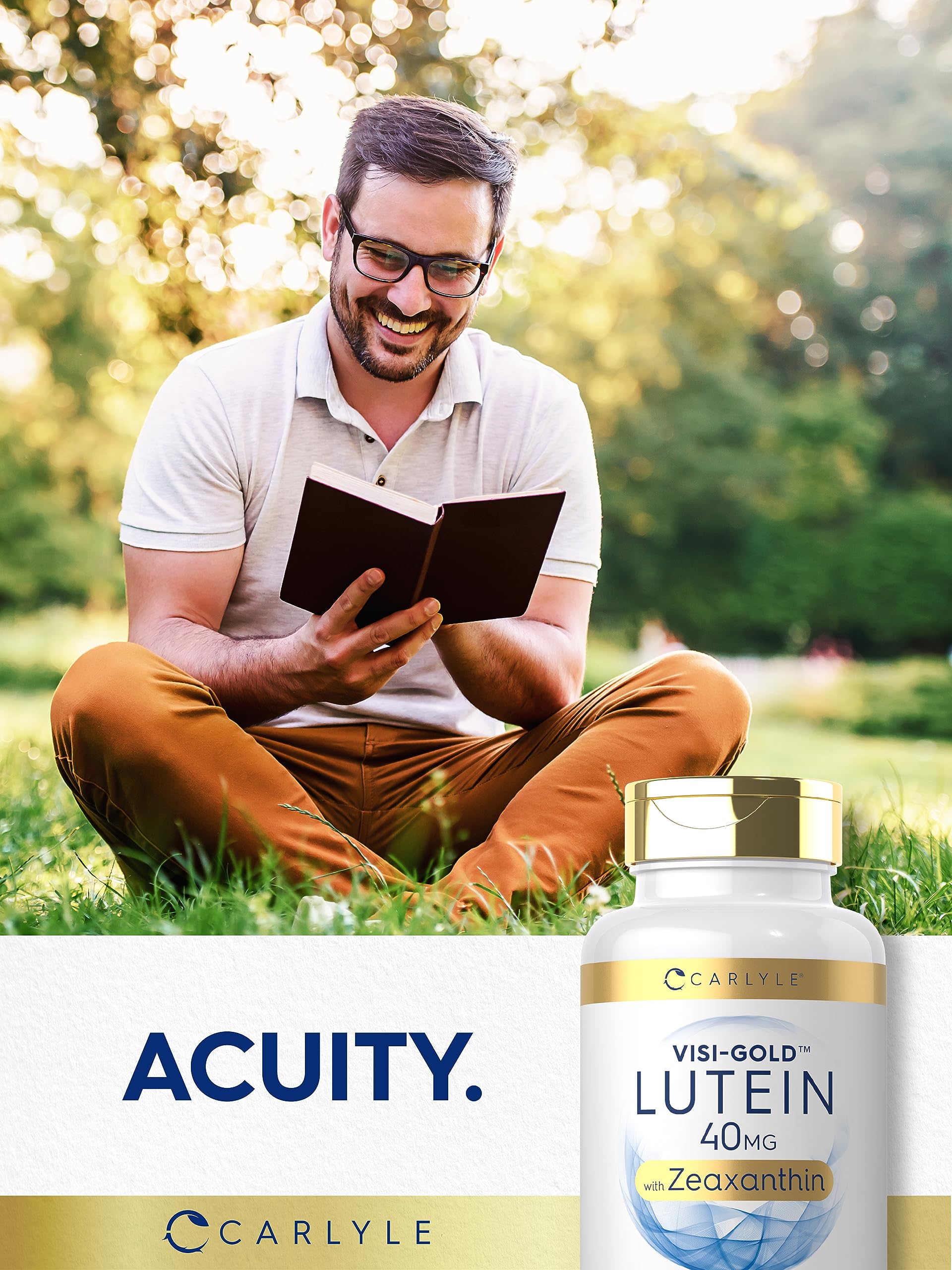Carlyle Lutein and Zeaxanthin Supplement | 40mg | 180 Softgels | Pills for Eyes | Eye Health Vitamins | Visi-Gold | Non-GMO and Gluten Free