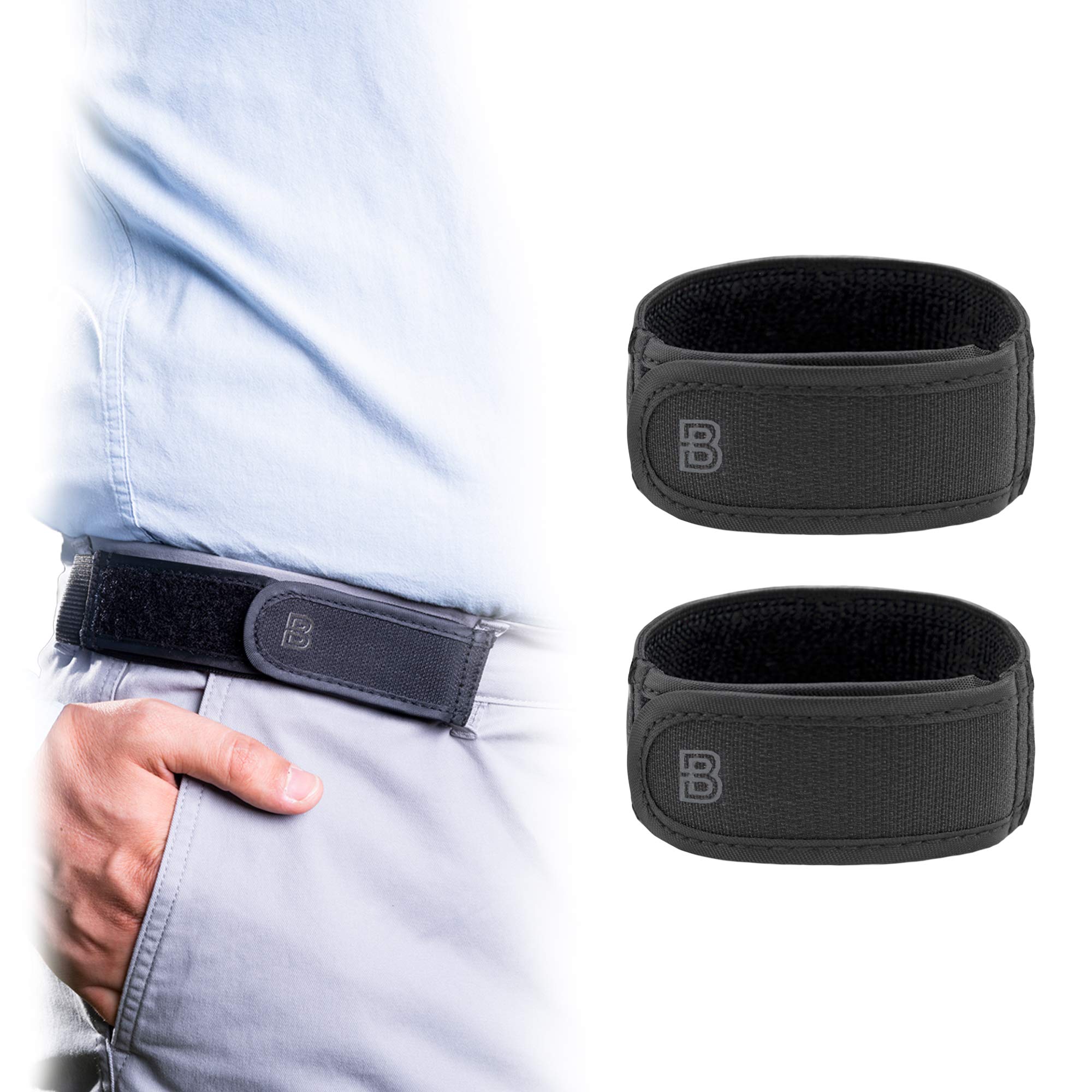 BeltBro Titan No Buckle Elastic Belt For Men - Pair of Medium Fits 1.5 Inch Belt Loops, Comfortable and Easy To Use - Guaranteed to Fit All Pants Attaches To Two Loops