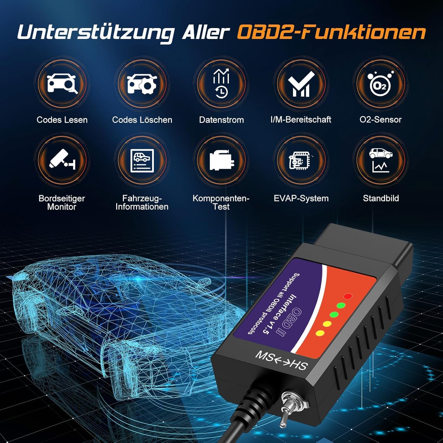ELM327 USB Adapter OBD2 Scanner for Windows, ELMconfig FoCCCus Diagnostic Scan Tool with MS-Can/HS-Can Switch for Ford Lincoln Mazda Mercury Series Vehicles