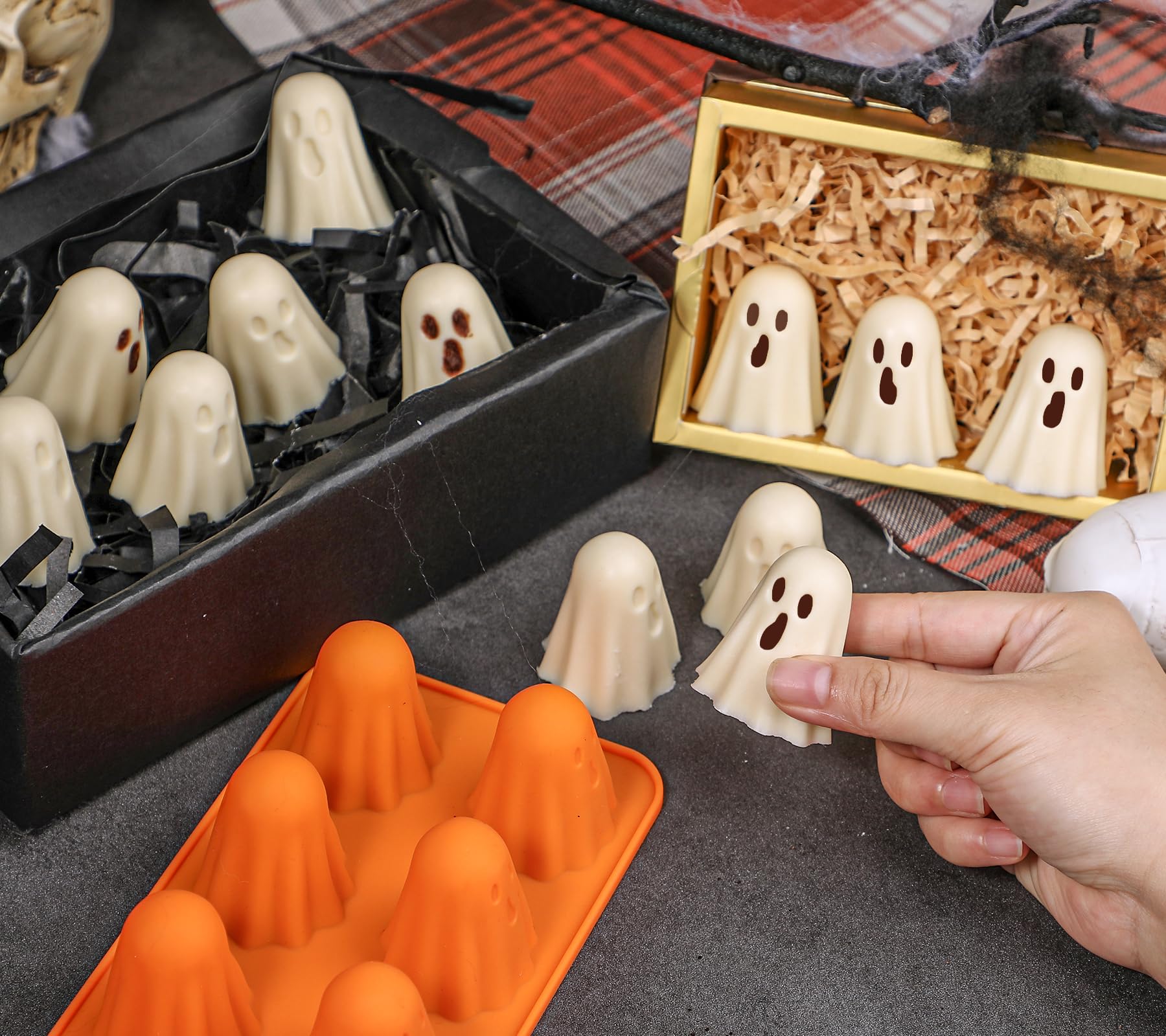 Kamehame Ghost Silicone Mold, 2 Packs Ghost Chocolate Candy Molds Halloween Silicone Molds for Jelly, Chocolate, Candy, Gummy, Crayon, Resin