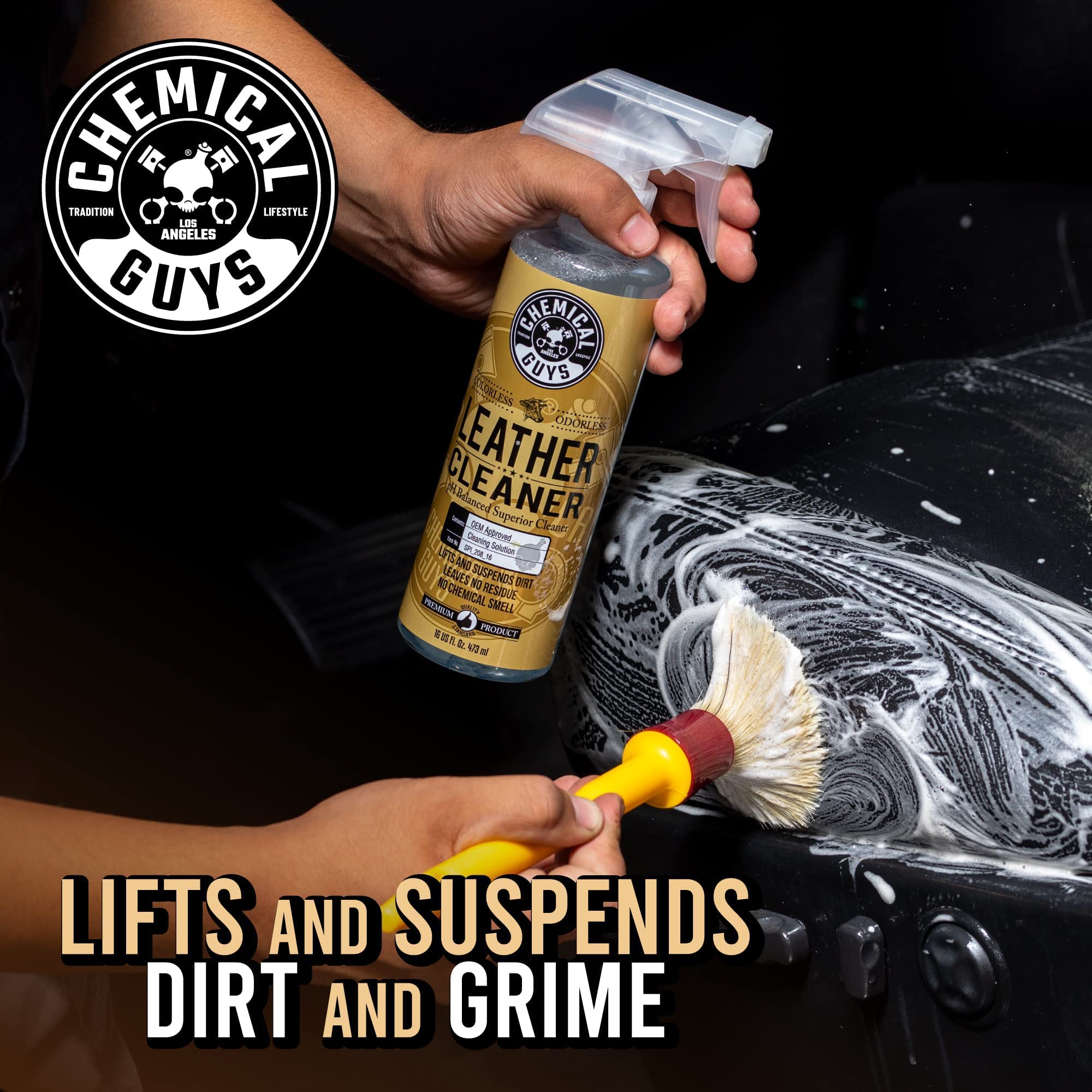 Chemical Guys SPI_109_16 Leather Cleaner and Conditioner Kit for Use on Leather Apparel, Furniture, Car Interiors, Shoes, Boots, Bags & More (2 - 16 fl oz Bottles)
