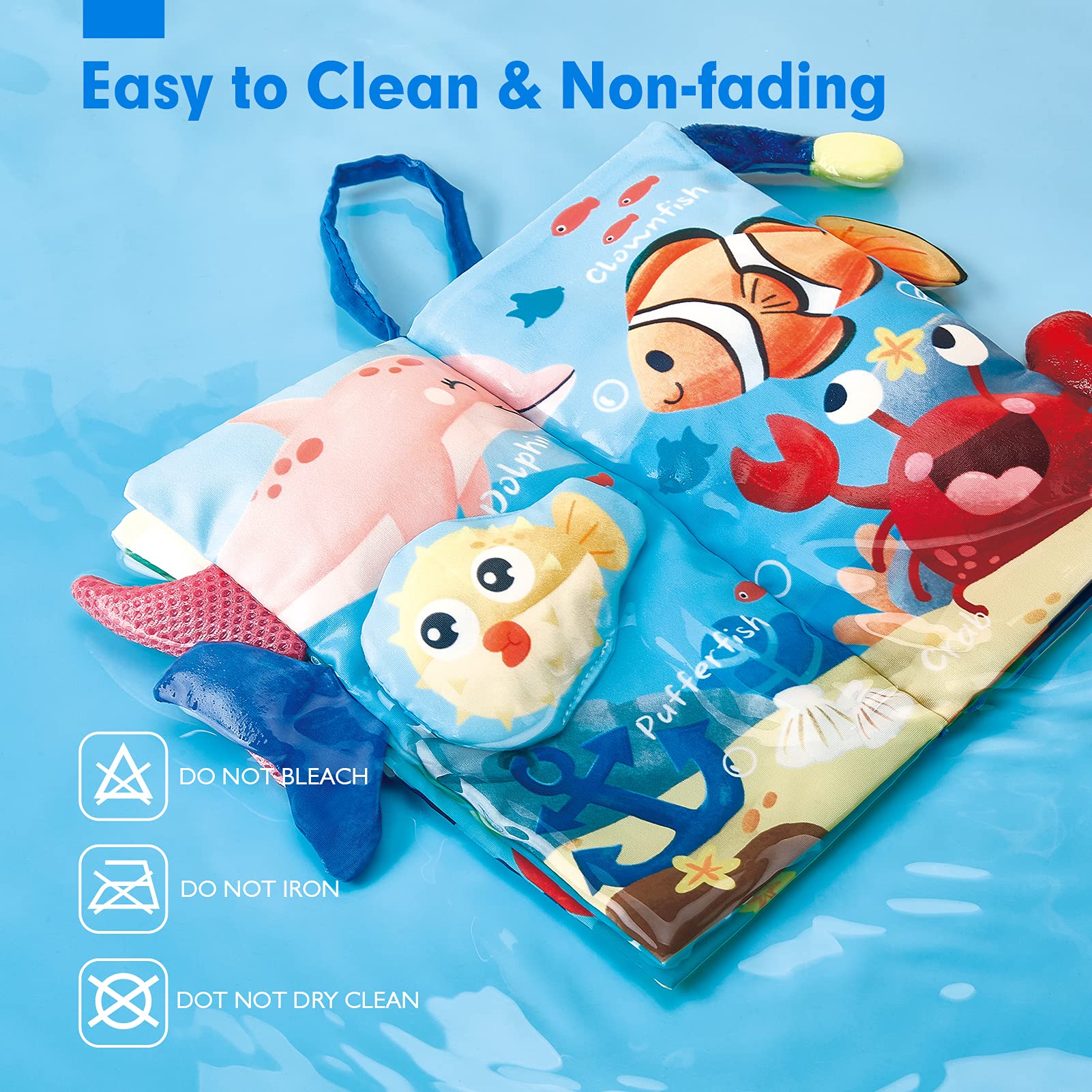 hahaland Baby Toys 0-6 Months - Crinkle Books for Babies 2PCS, Cloth Texture Tails Sensory Book 6-12 Months, Soft Tummy Time Toys 3 4 5 Month Newborn Infant Boys Gifts Christmas Baby Stocking Stuffers