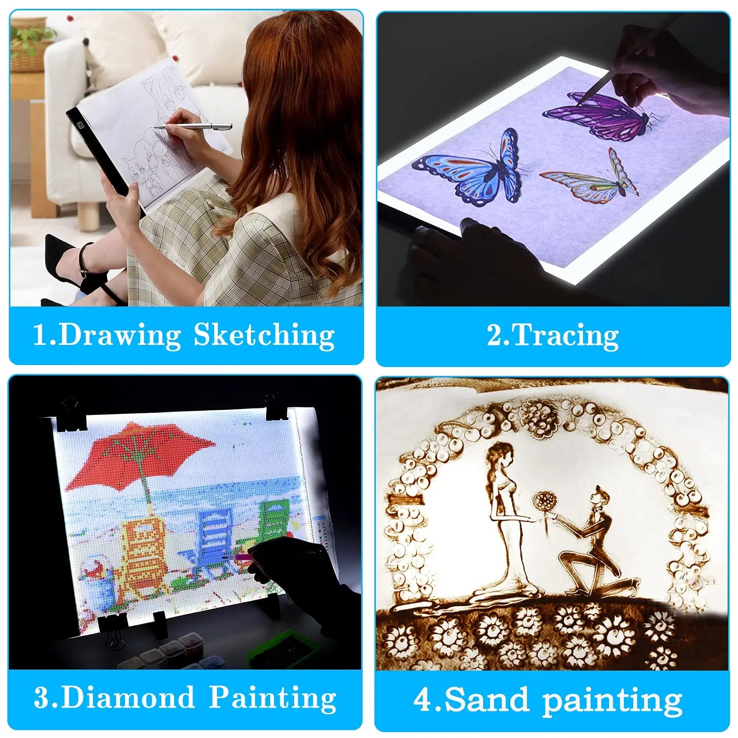 Ratukall 183PCS A4 Diamond Painting Light Pad Kit, Light Board for Diamond Painting Accessories, Tracing Light Box with 5D Painting Tools Set for Full Drill & Partial Drill Art