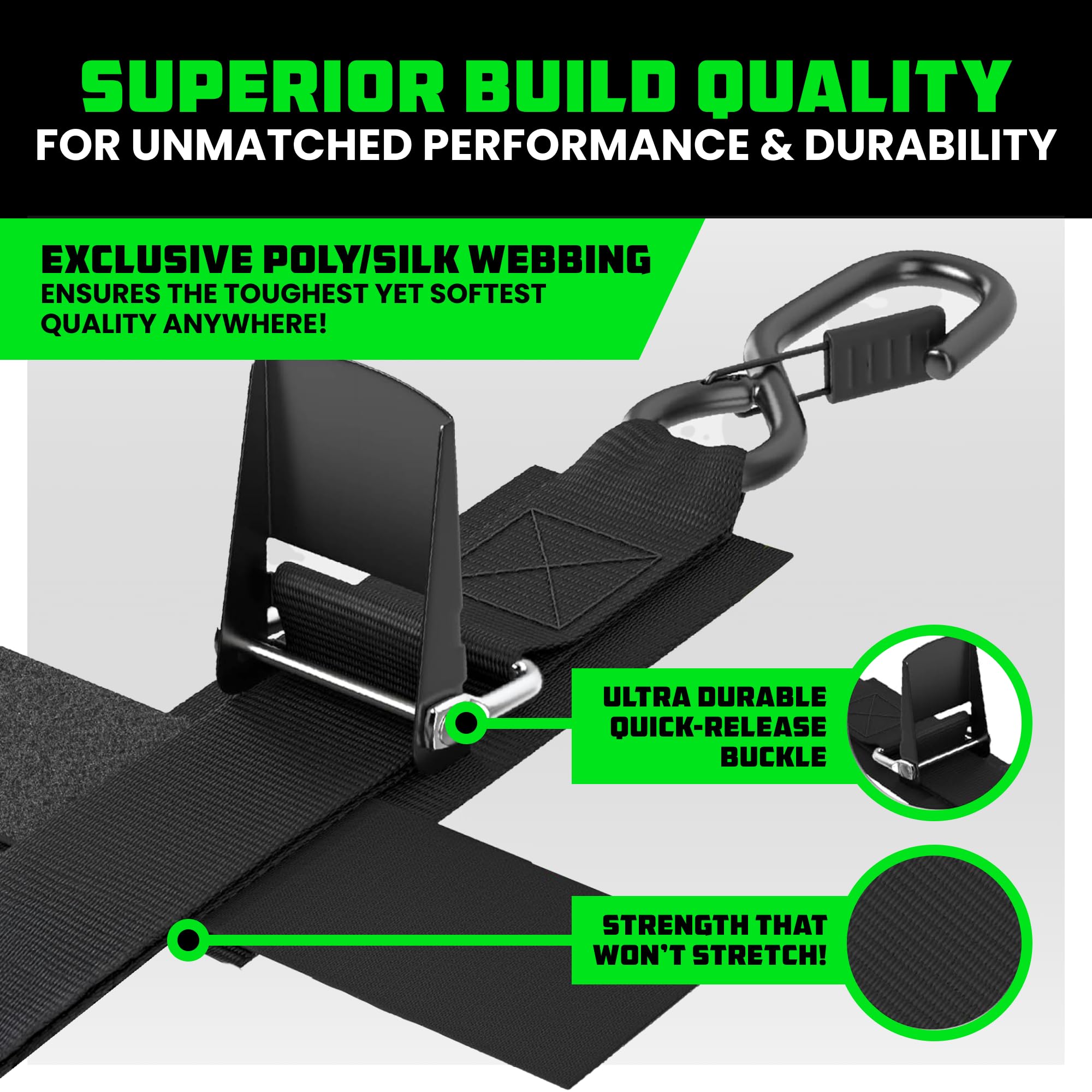 Rhino USA Boat Trailer Straps (2-Pack) - Heavy Duty 2 Inch x 48 Inch Boat Tie Down Straps to Trailer - Ultimate Adjustable Transom Tie Down Straps for Trailering Safety with Boat, Jet Ski, & More!