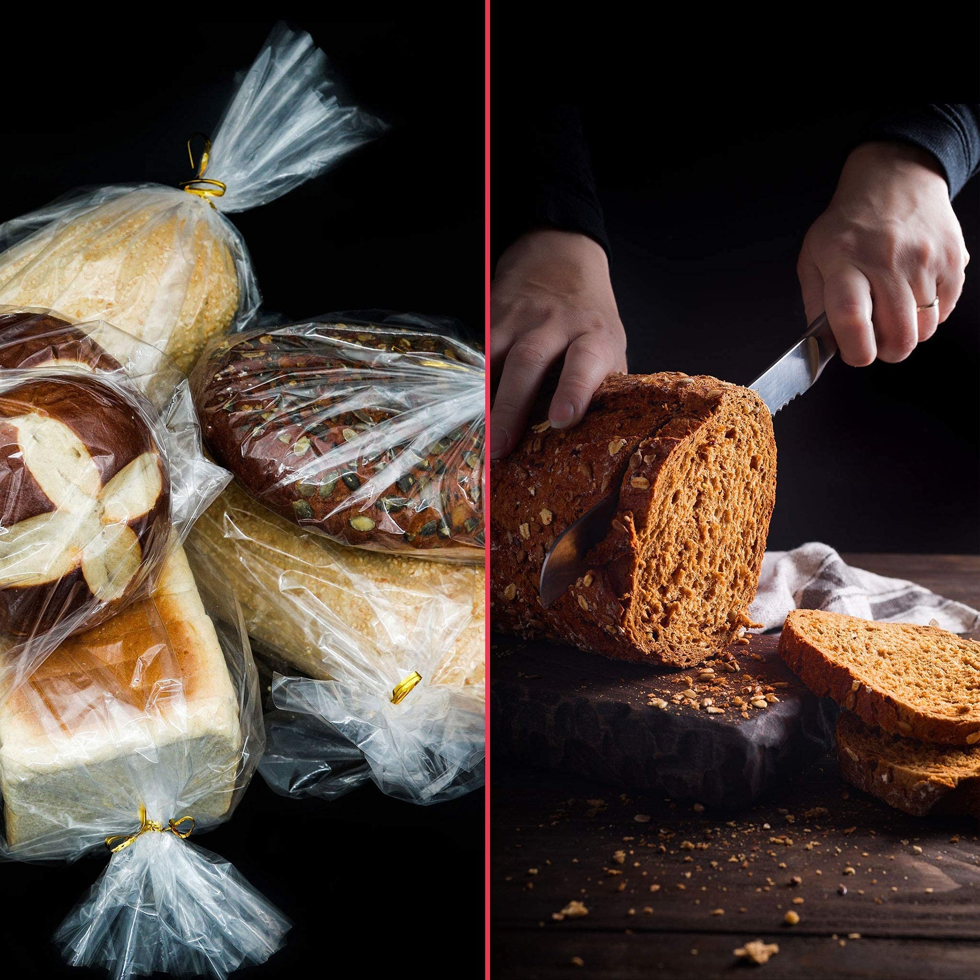 Bread Bags with Ties, Reusable,100 Clear Bags and 100 Ties, Bread Bags For Homemade Bread And Bakery Loaf Adjustable Reusable(100)